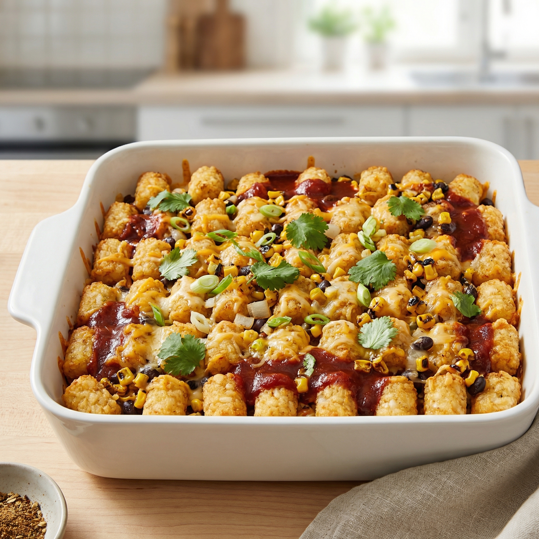 Loaded Tater Tot Taco Bake