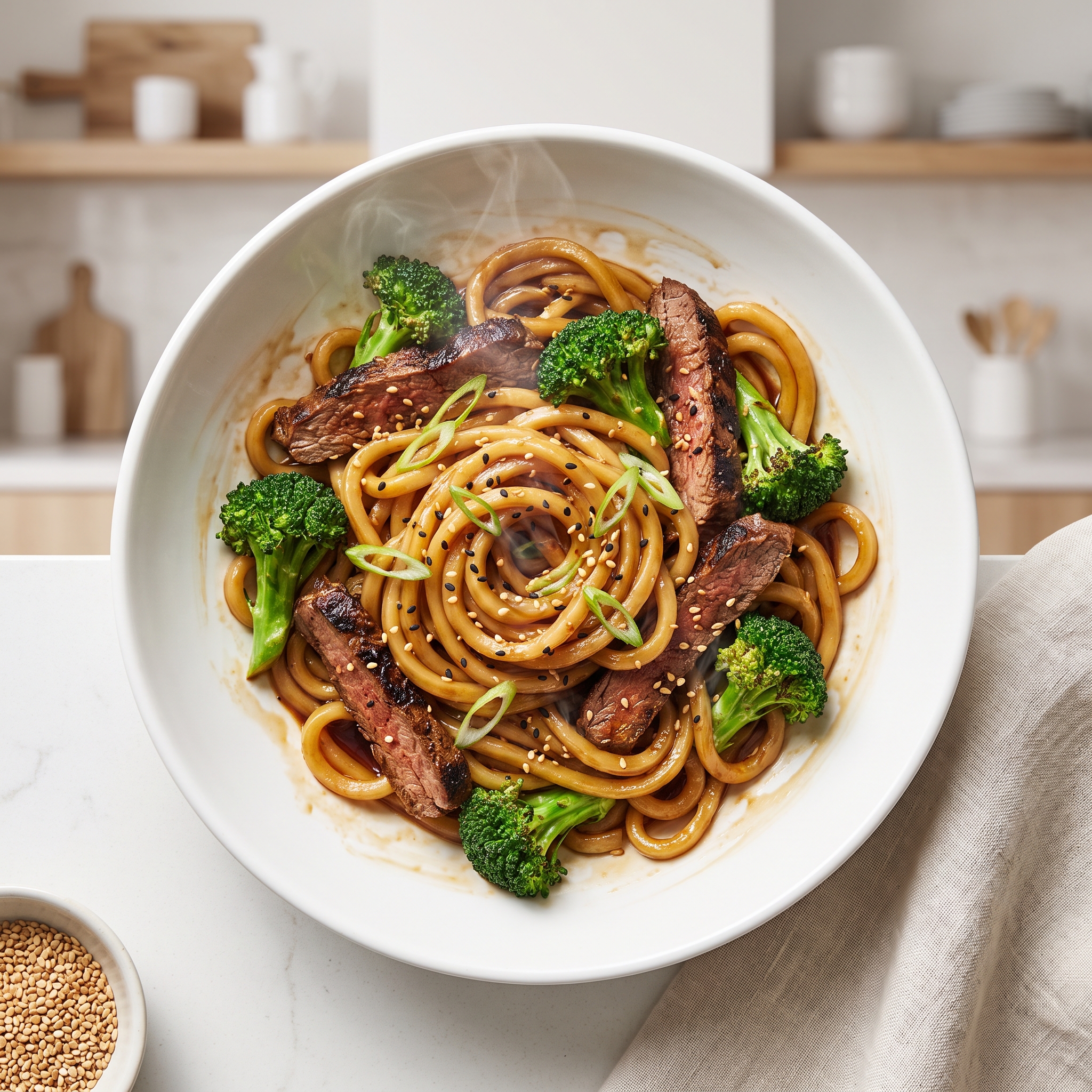 Beef and Broccoli Udon Noodles