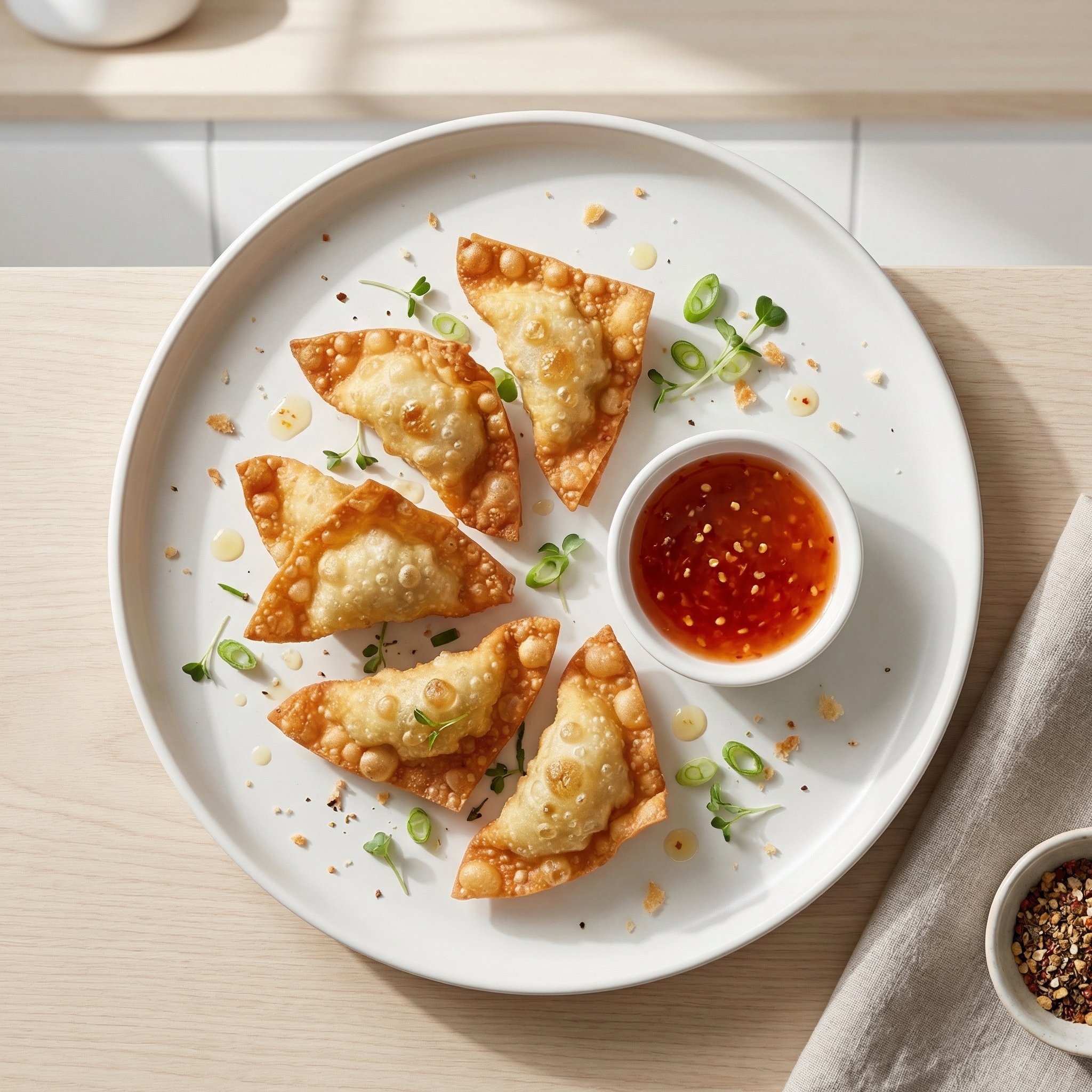Beef and Sausage Fried Wontons