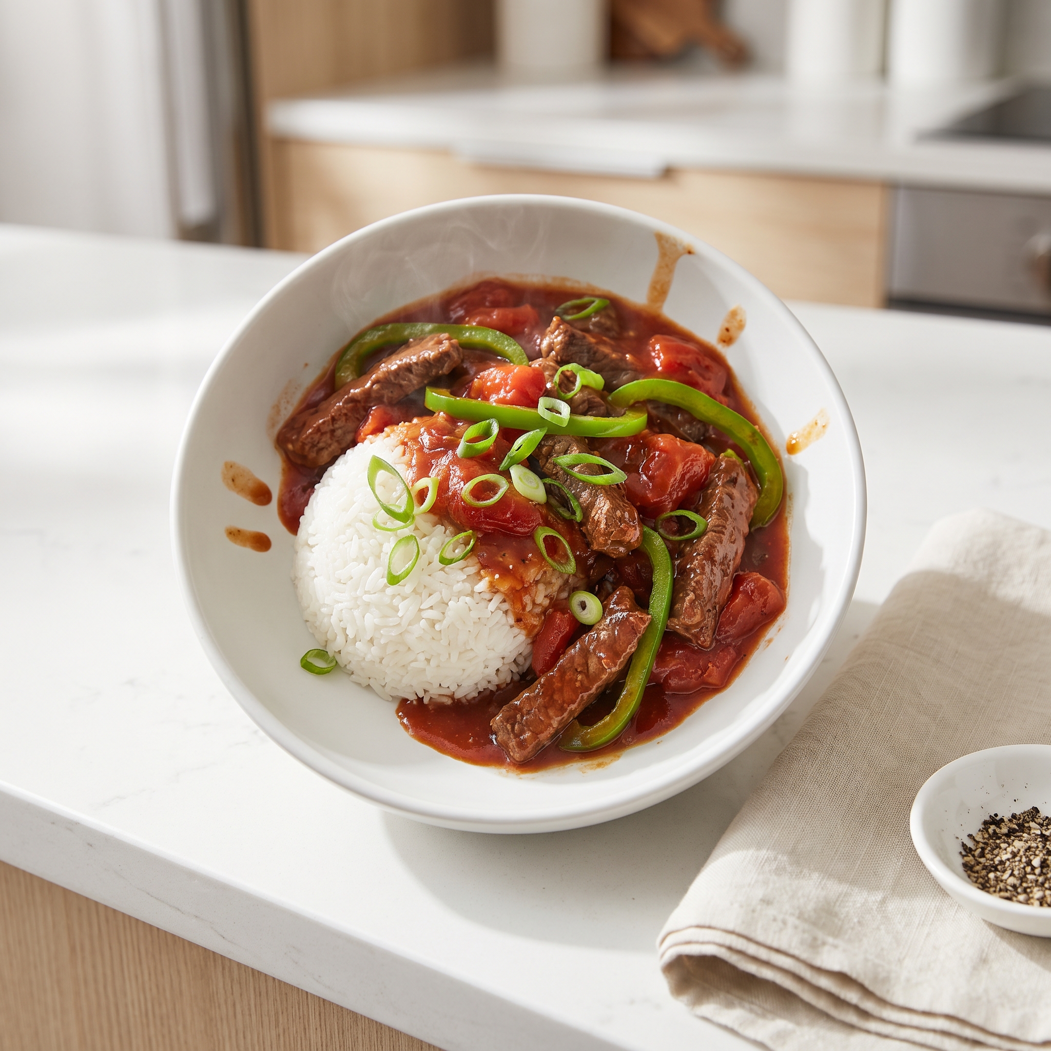 Beef and Rice with Peppers