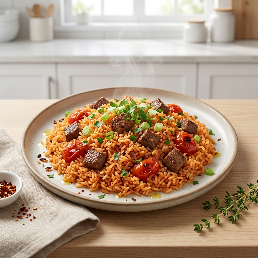 Beefy Jollof Rice