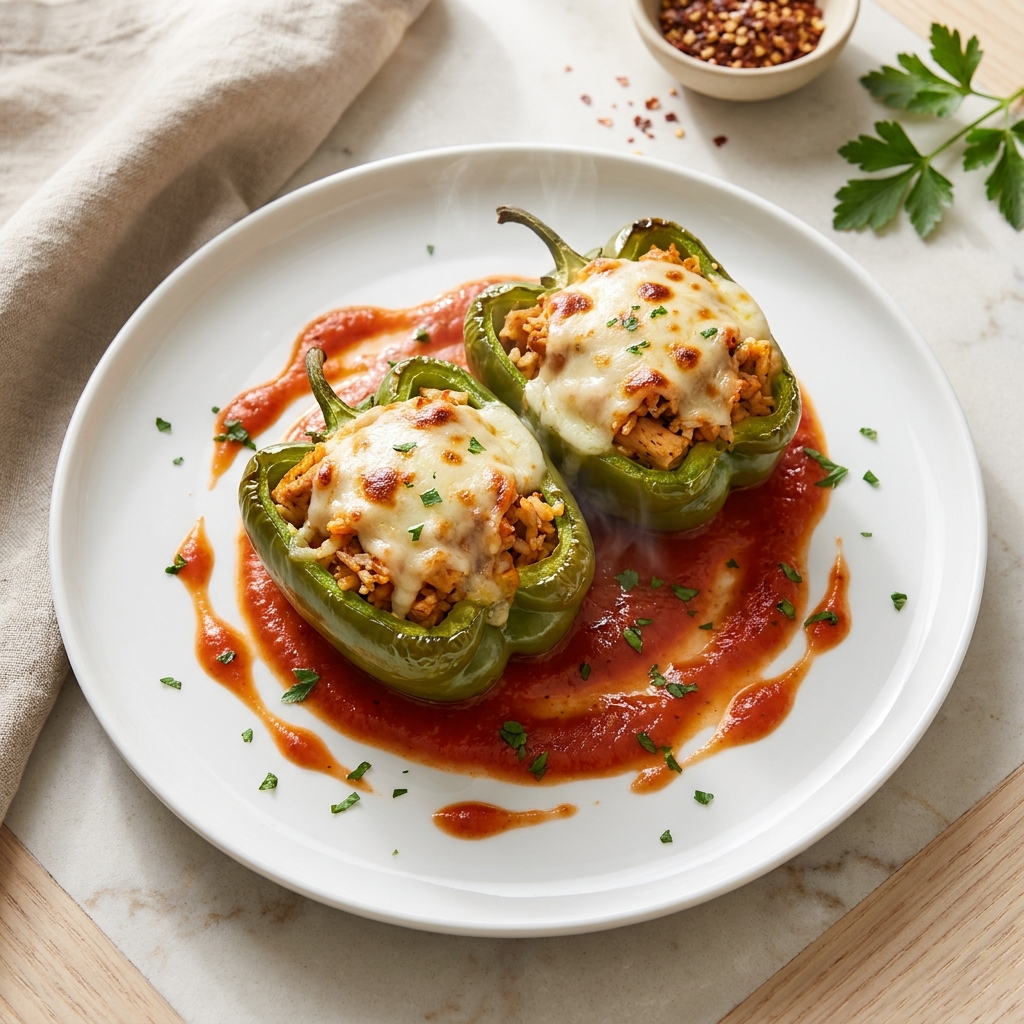 Bell Peppers Filled with Chicken and Rice