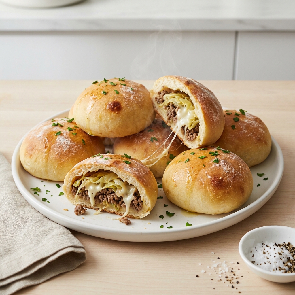 Bierocks (Runza-Style Beef and Cabbage Pockets)