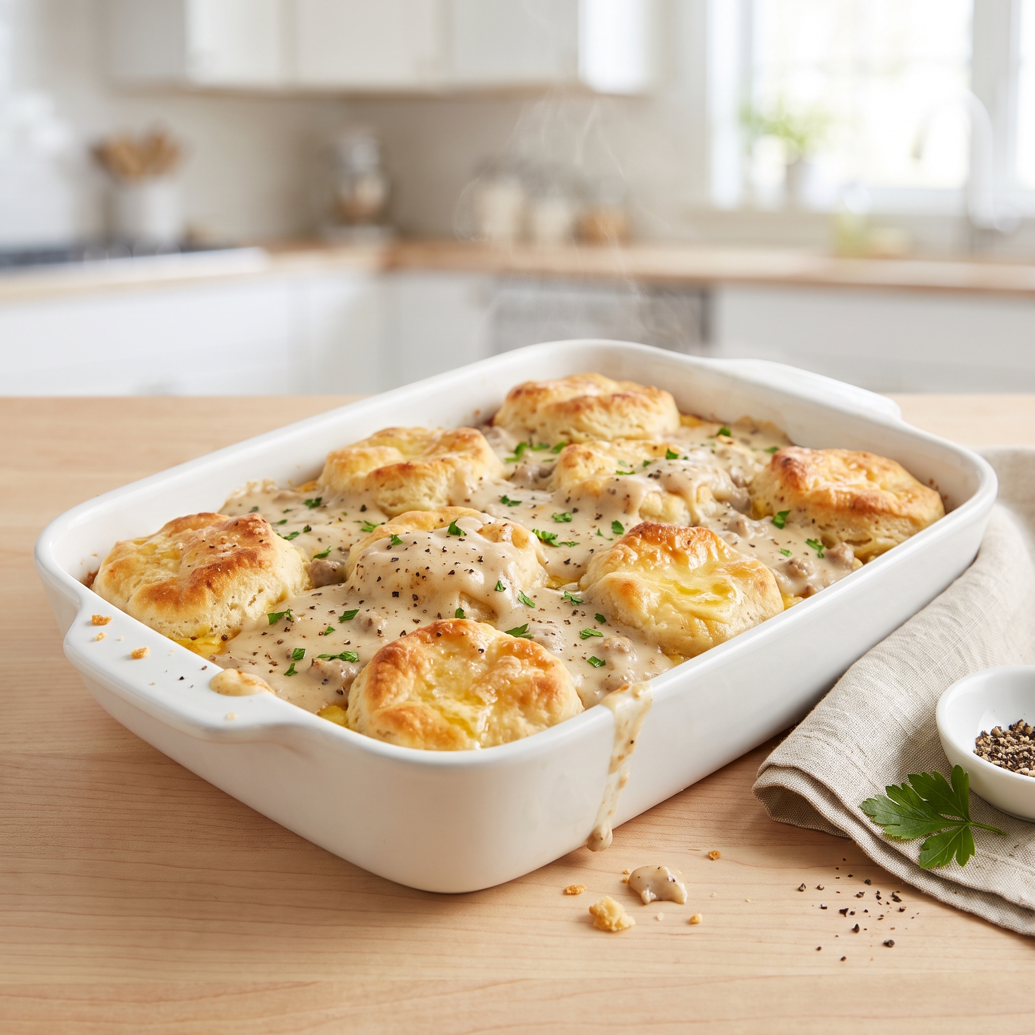 Biscuit and Sausage Gravy Breakfast Bake