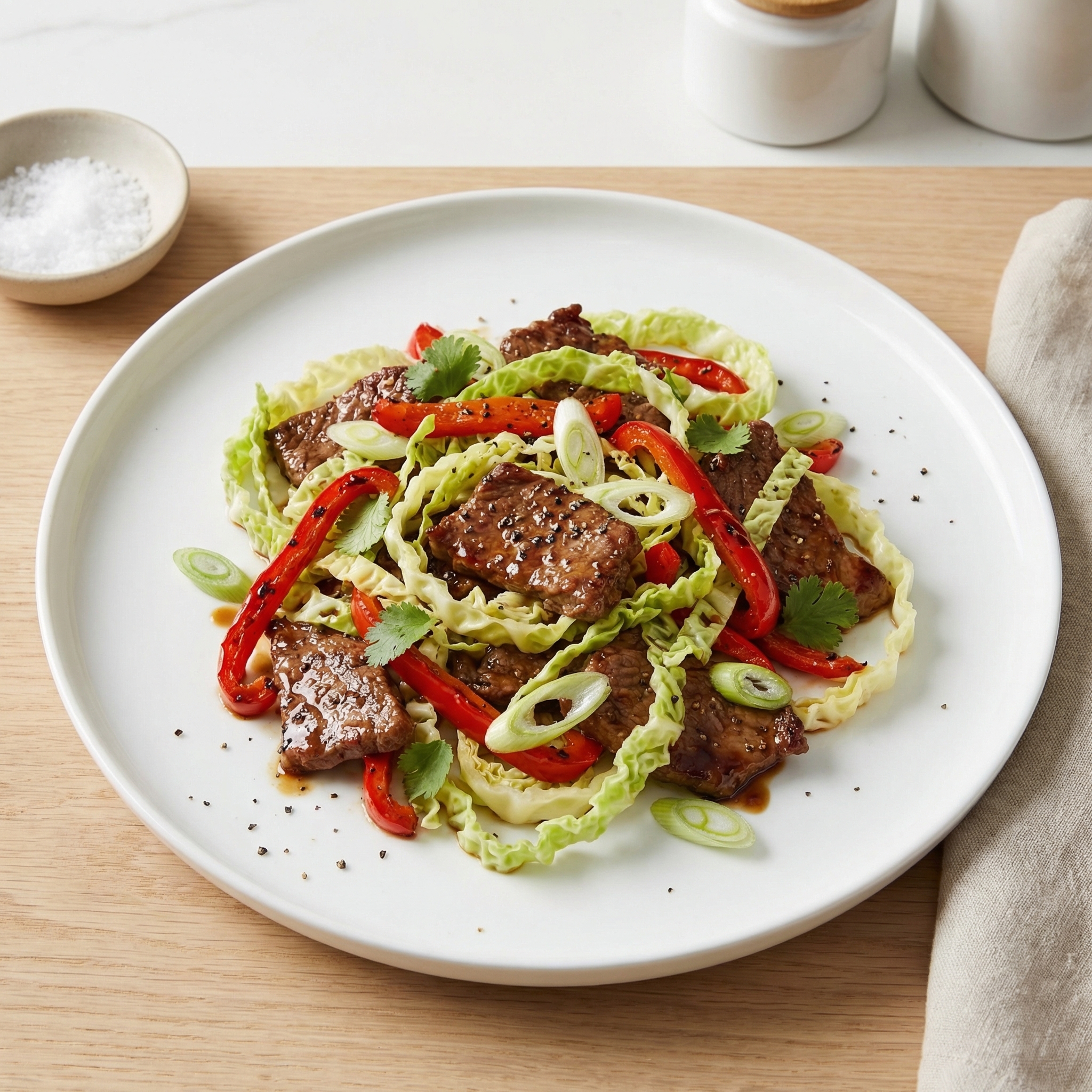 Black Pepper Beef with Cabbage Stir-Fry