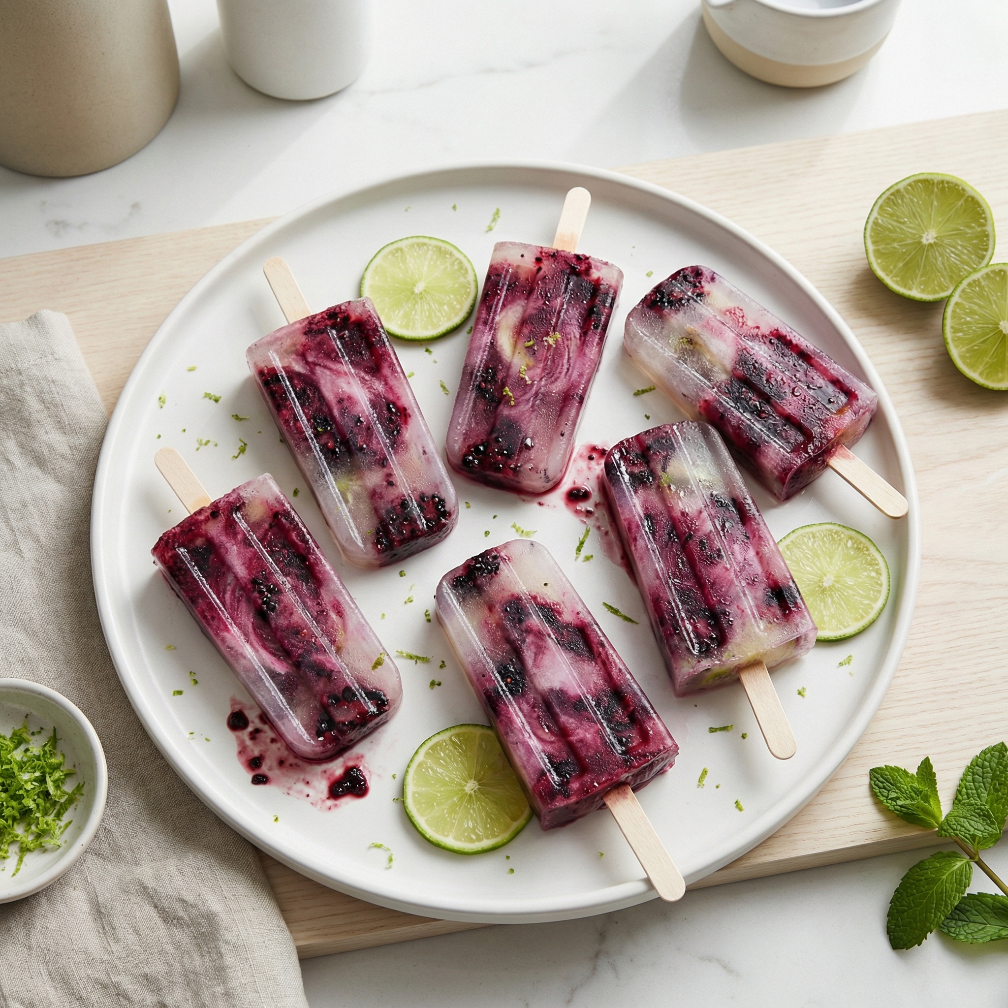 Blackberry Lime Gin & Tonic Popsicles