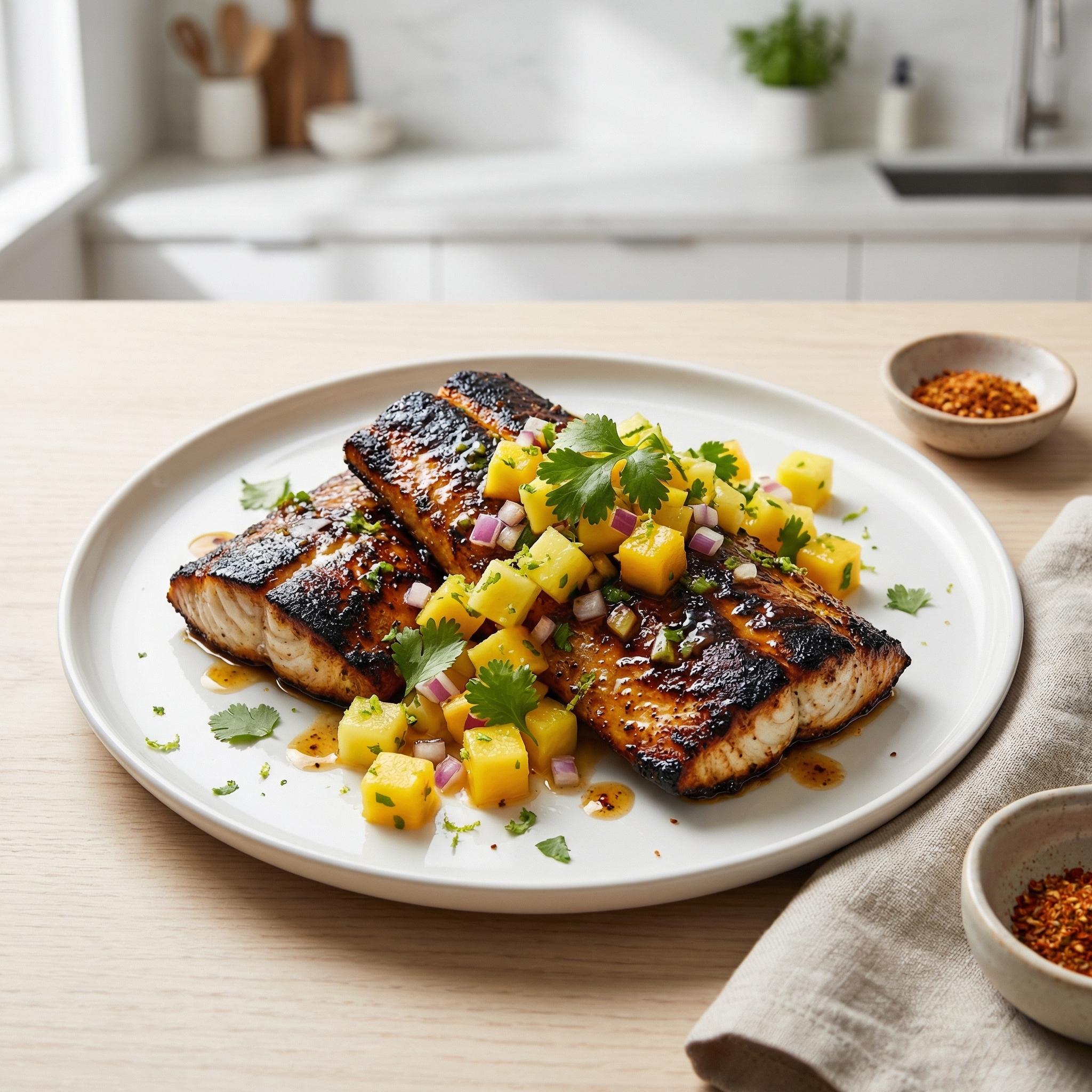 Blackened Mahi Mahi with Mango Pineapple Salsa