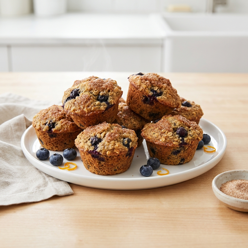 Blueberry Oatmeal Chia Seed Muffins