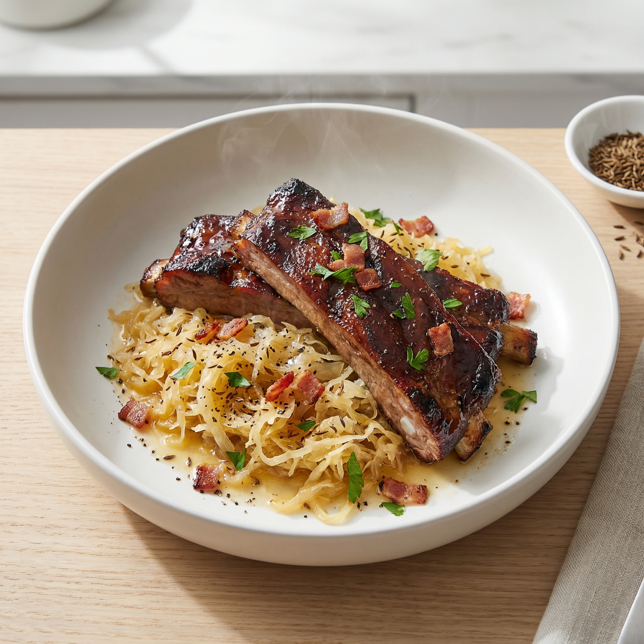 Dutch Oven Baby Back Ribs with Sauerkraut