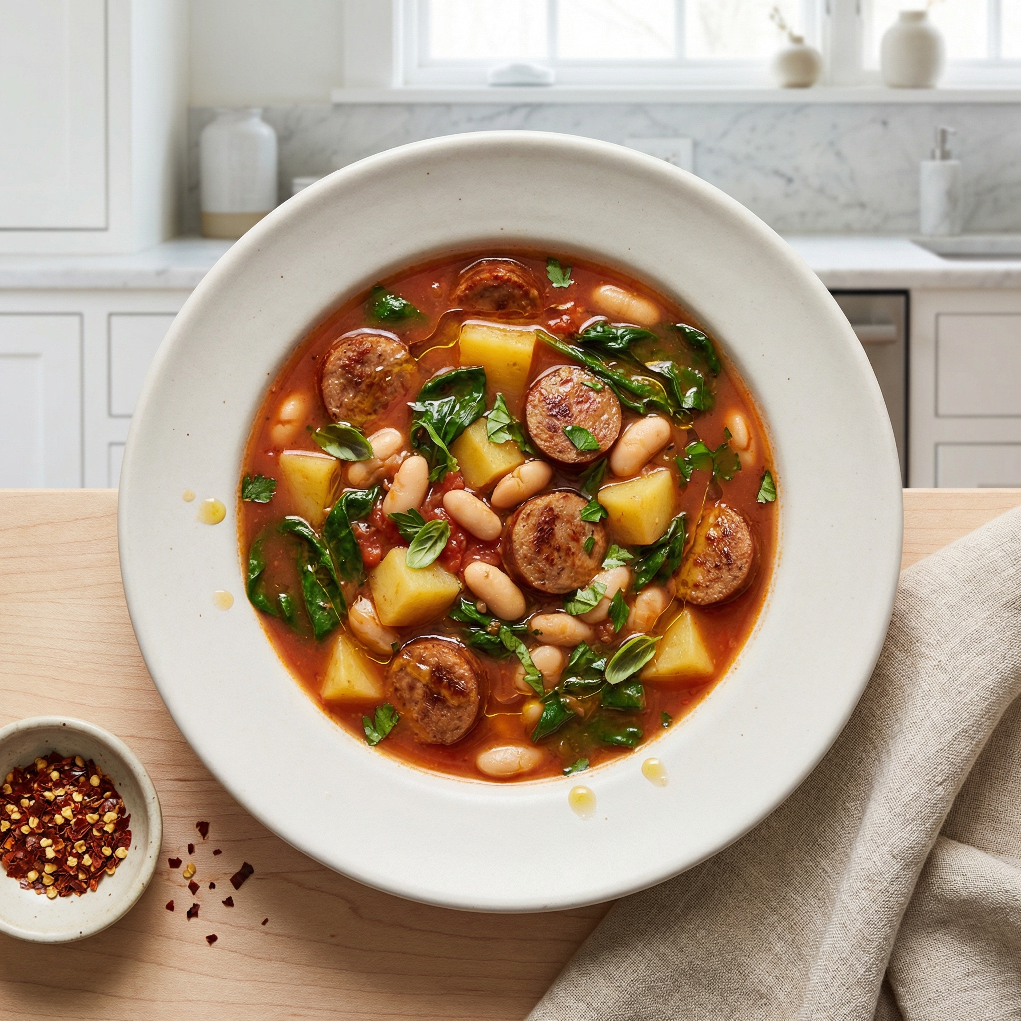 Hearty Bratwurst and Bean Soup