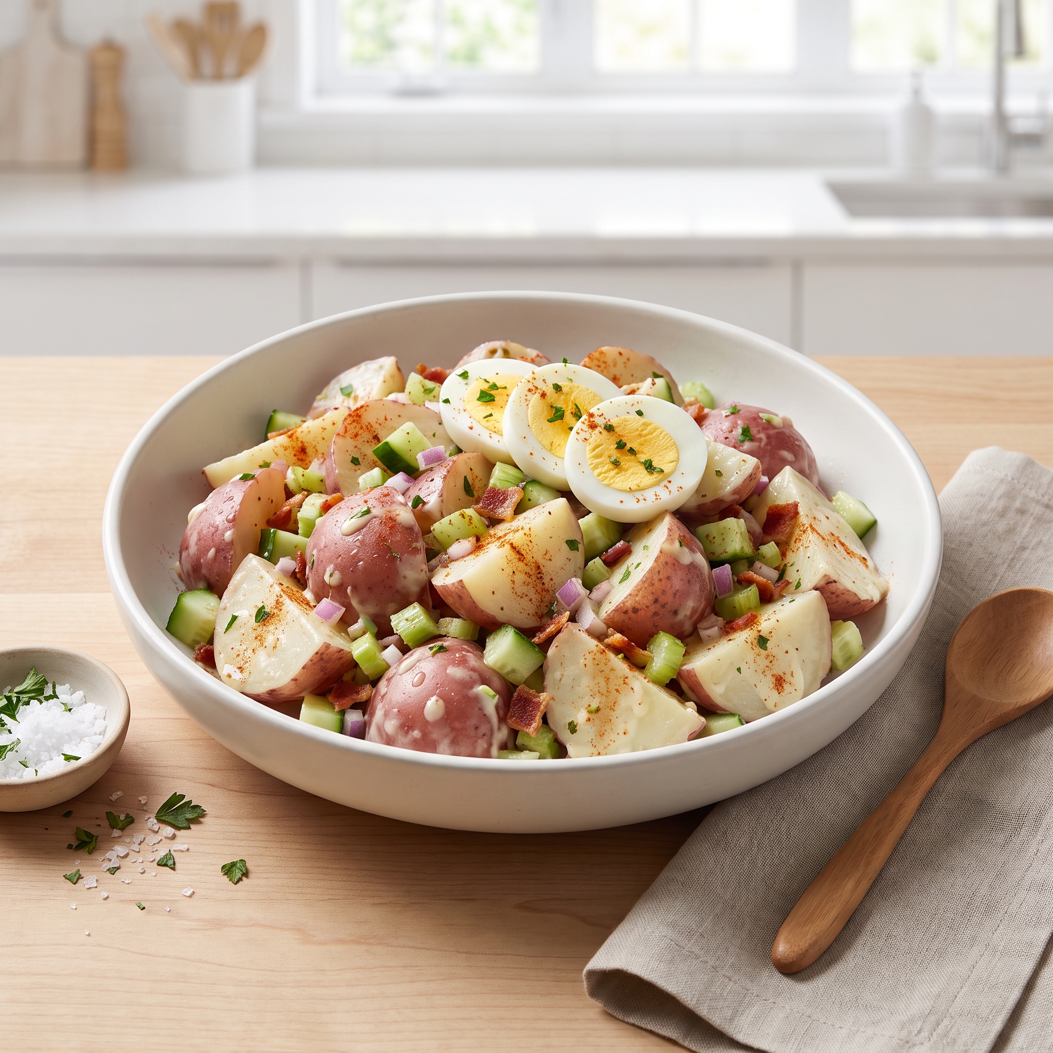 British-Style Potato Salad with Cucumber and Bacon
