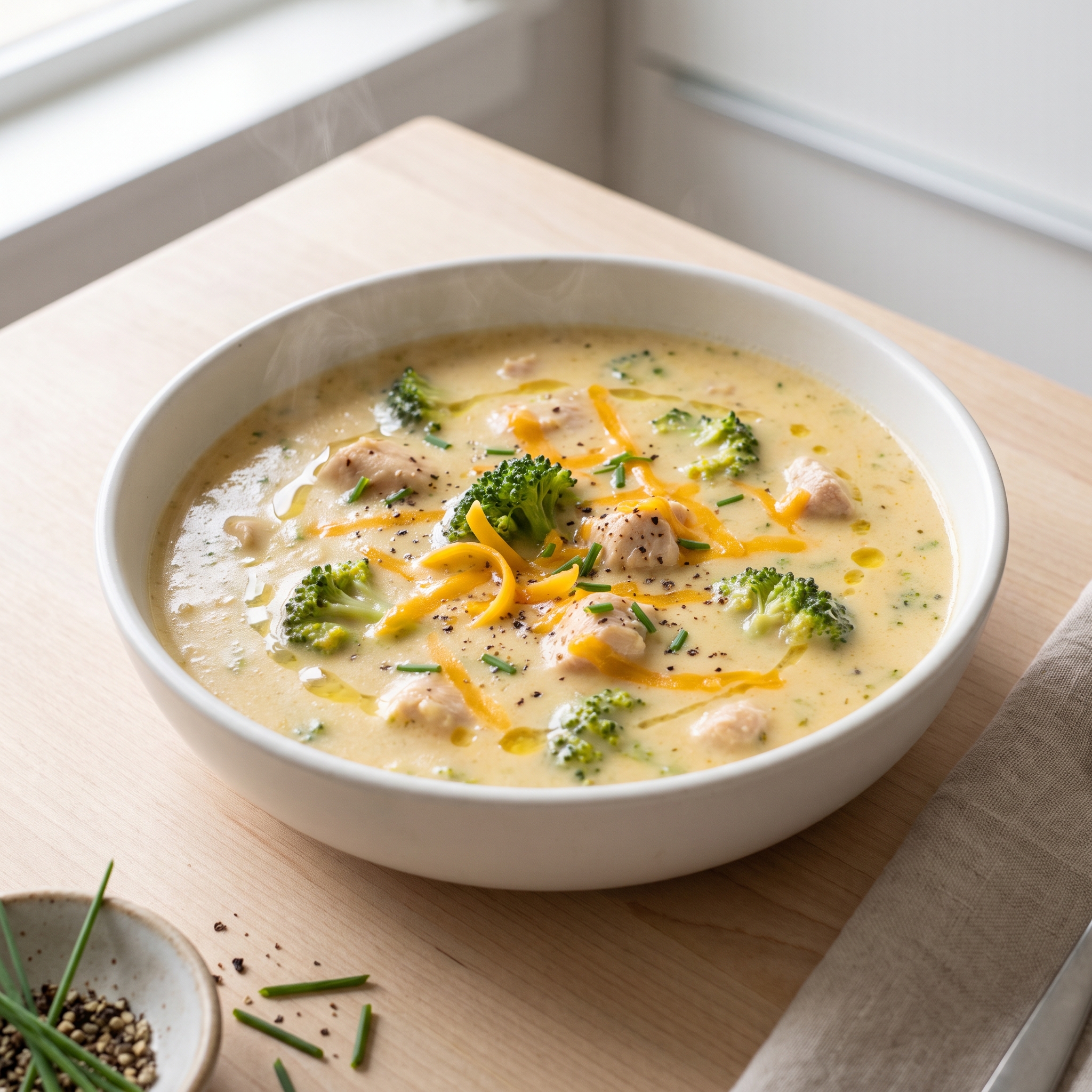 Broccoli Cheddar Chicken Soup