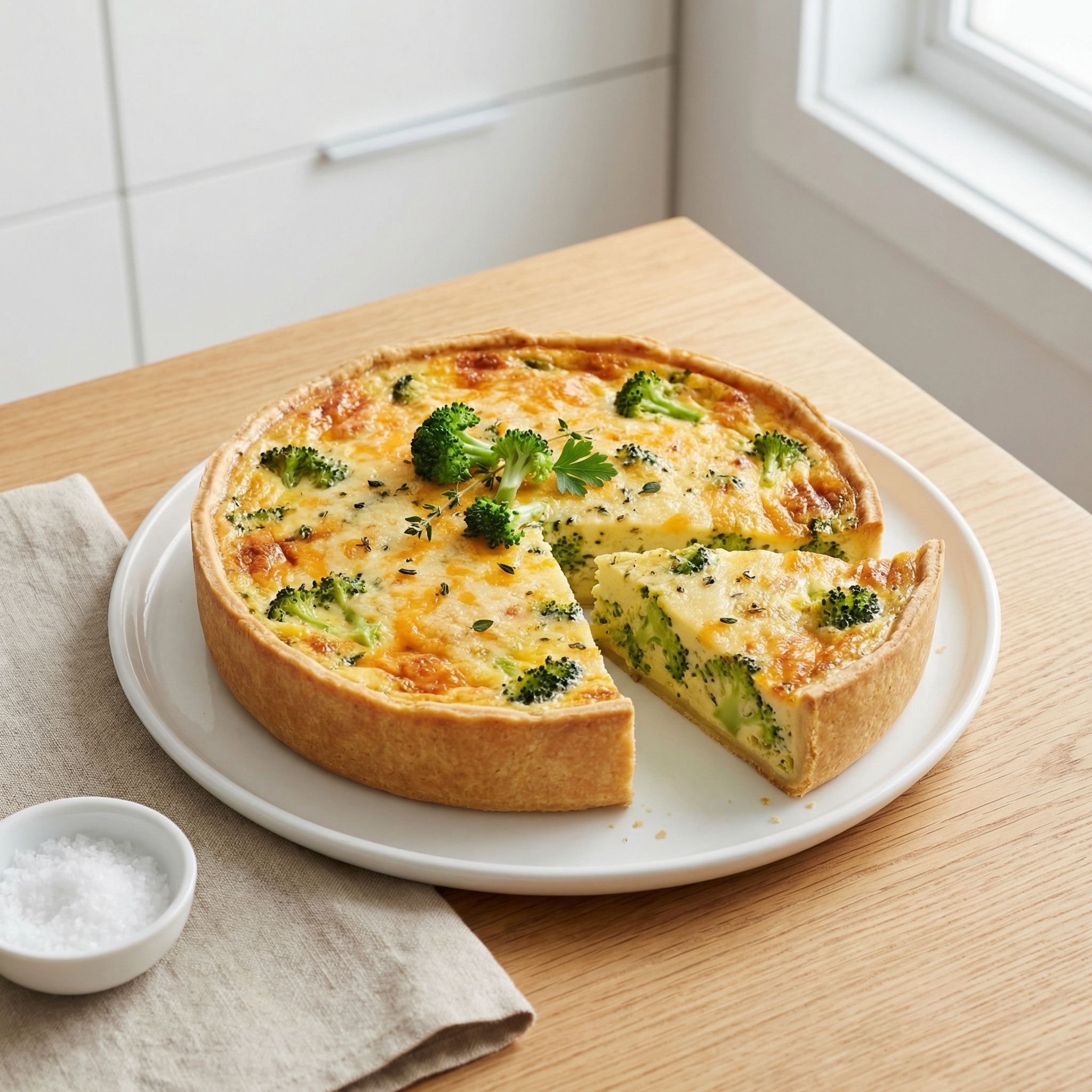 Cheddar and Broccoli Quiche