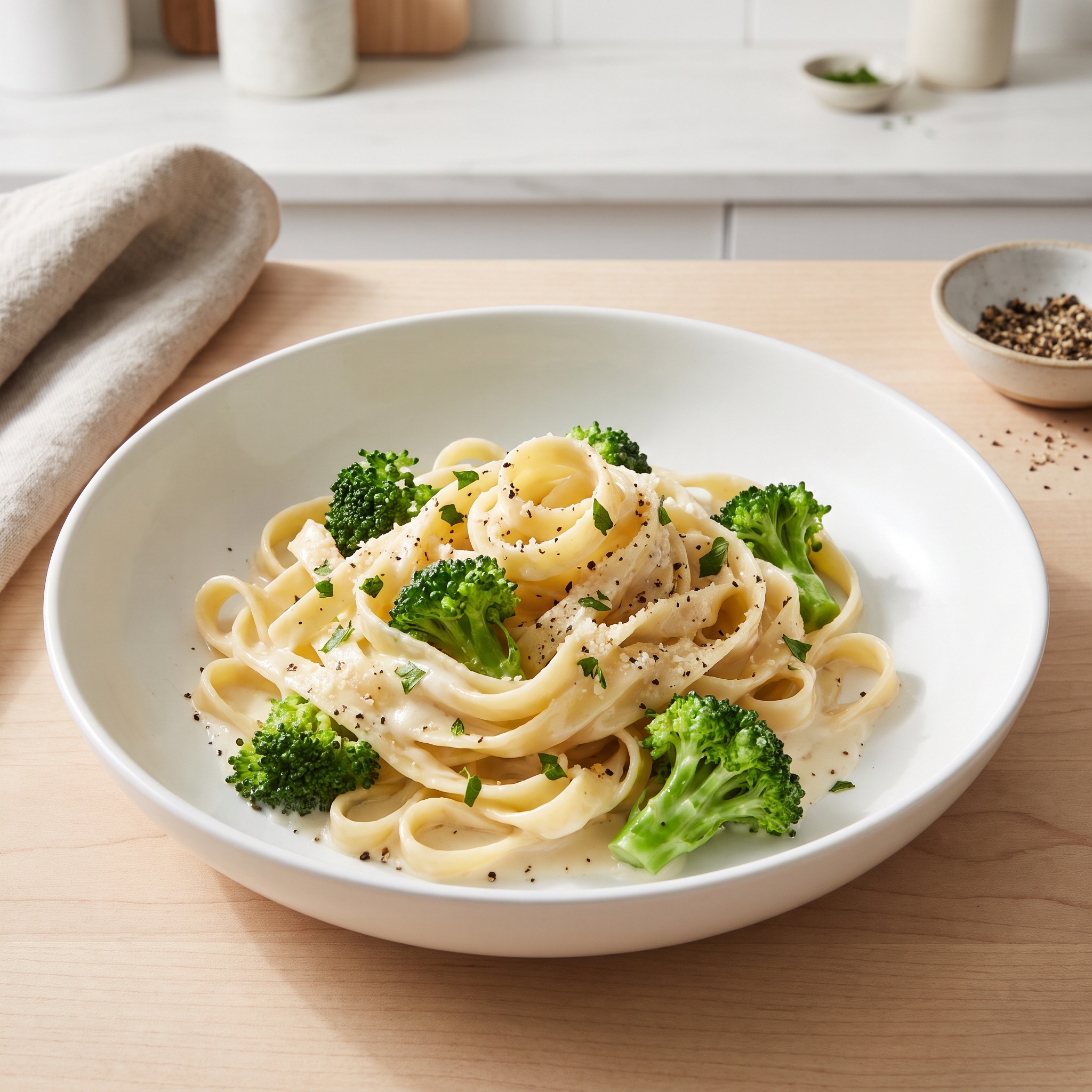 Broccoli Ricotta Fettuccine Alfredo