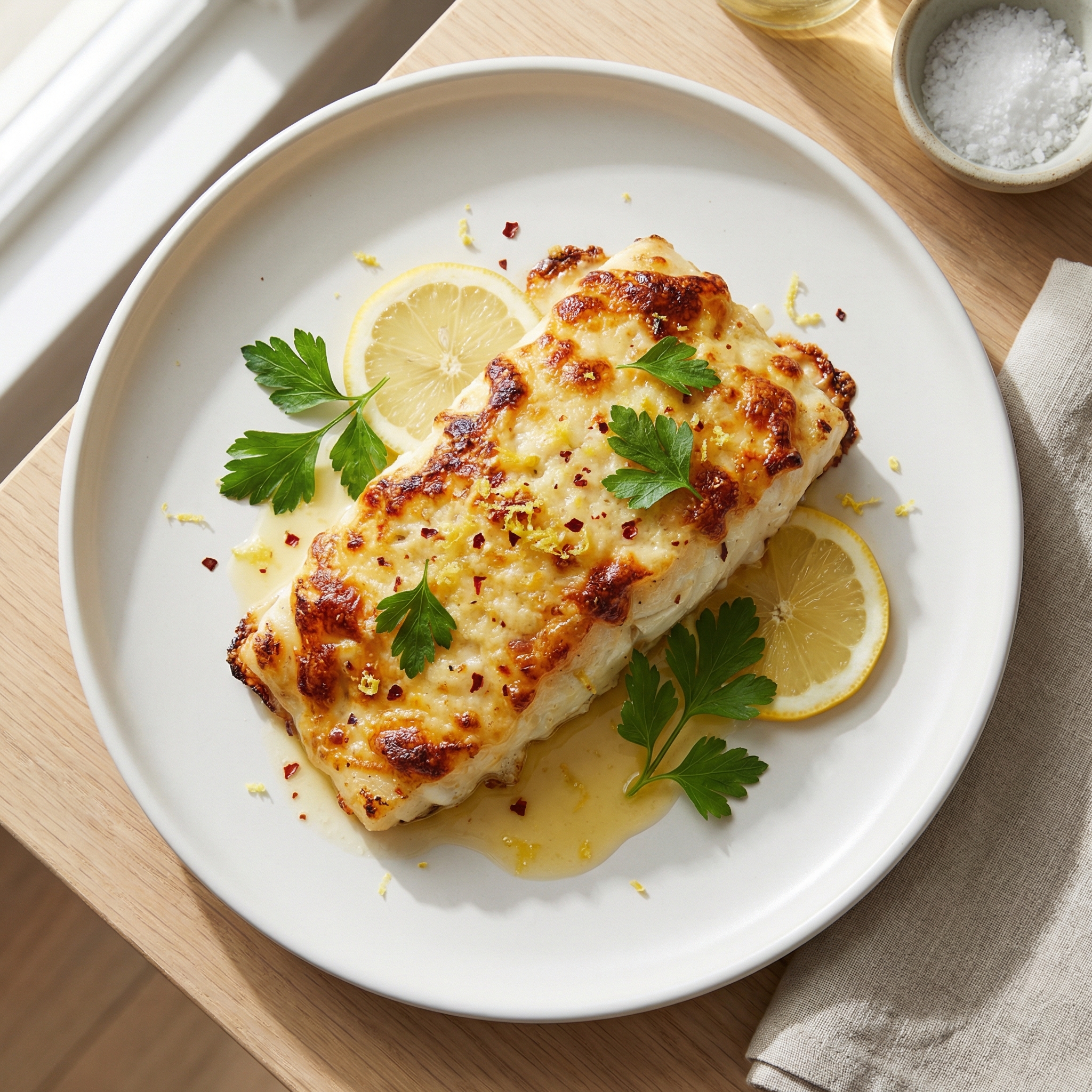 Parmesan-Lemon Broiled Halibut