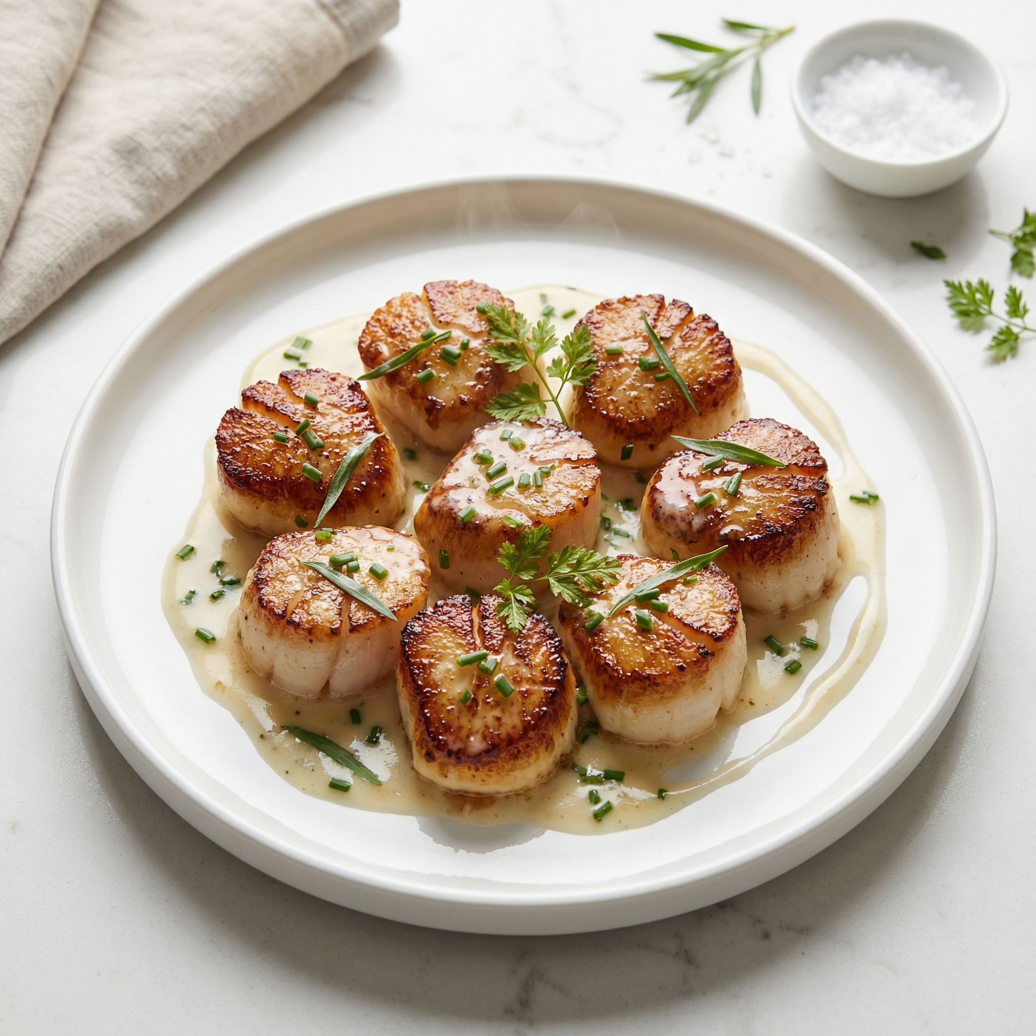 Scallops with White Wine Sauce