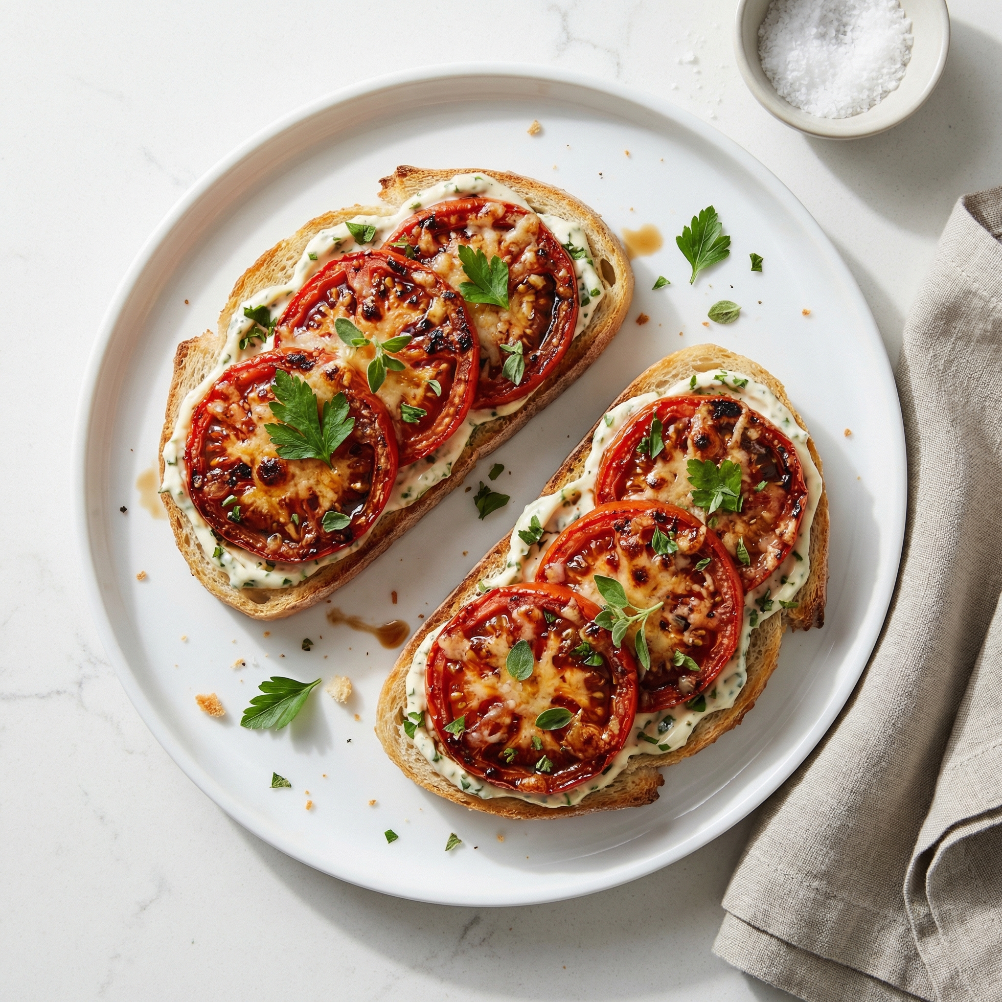 Mama's Ultimate Broiled Tomato Toast Sandwich