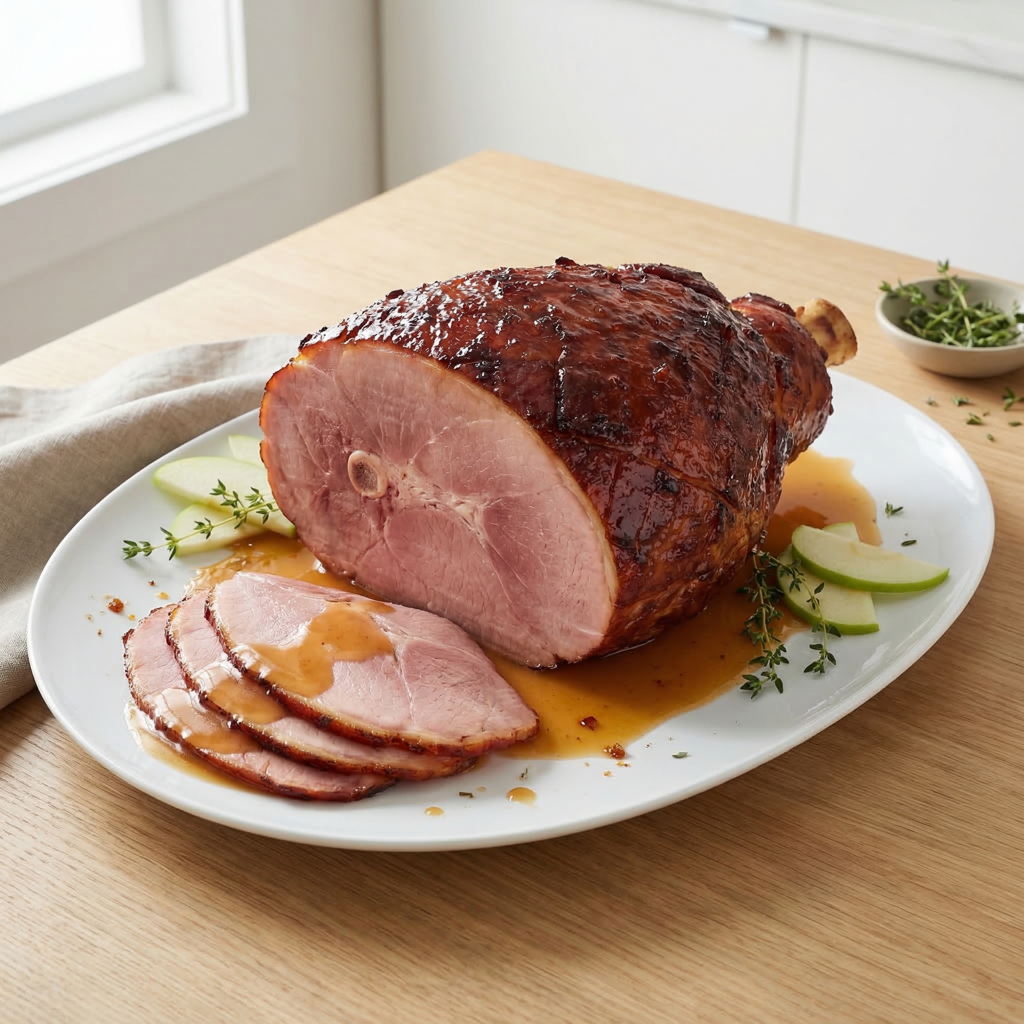 Oven-Roasted Ham with Brown Sugar Apple Gravy