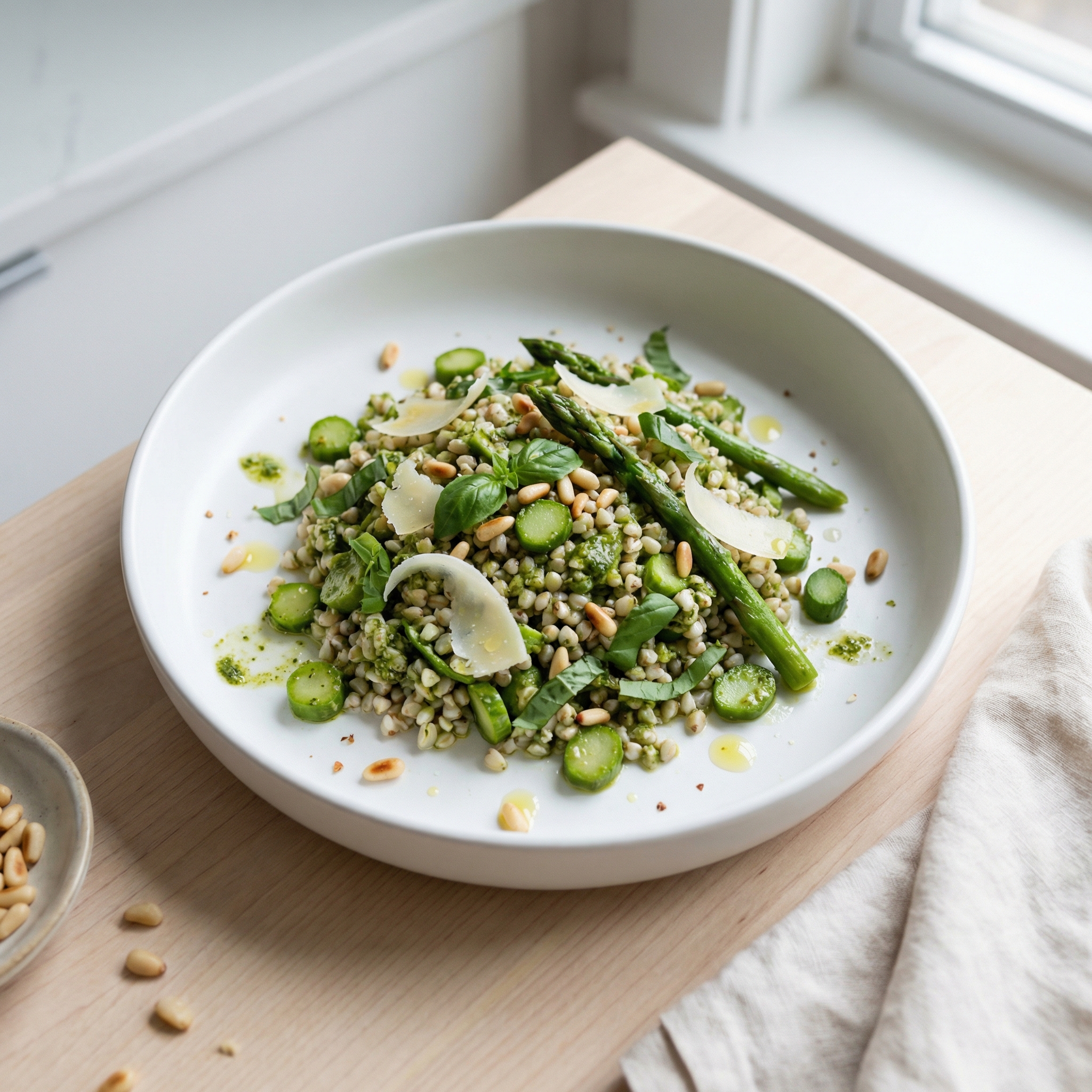 Gluten-Free Buckwheat, Asparagus, and Pesto Salad
