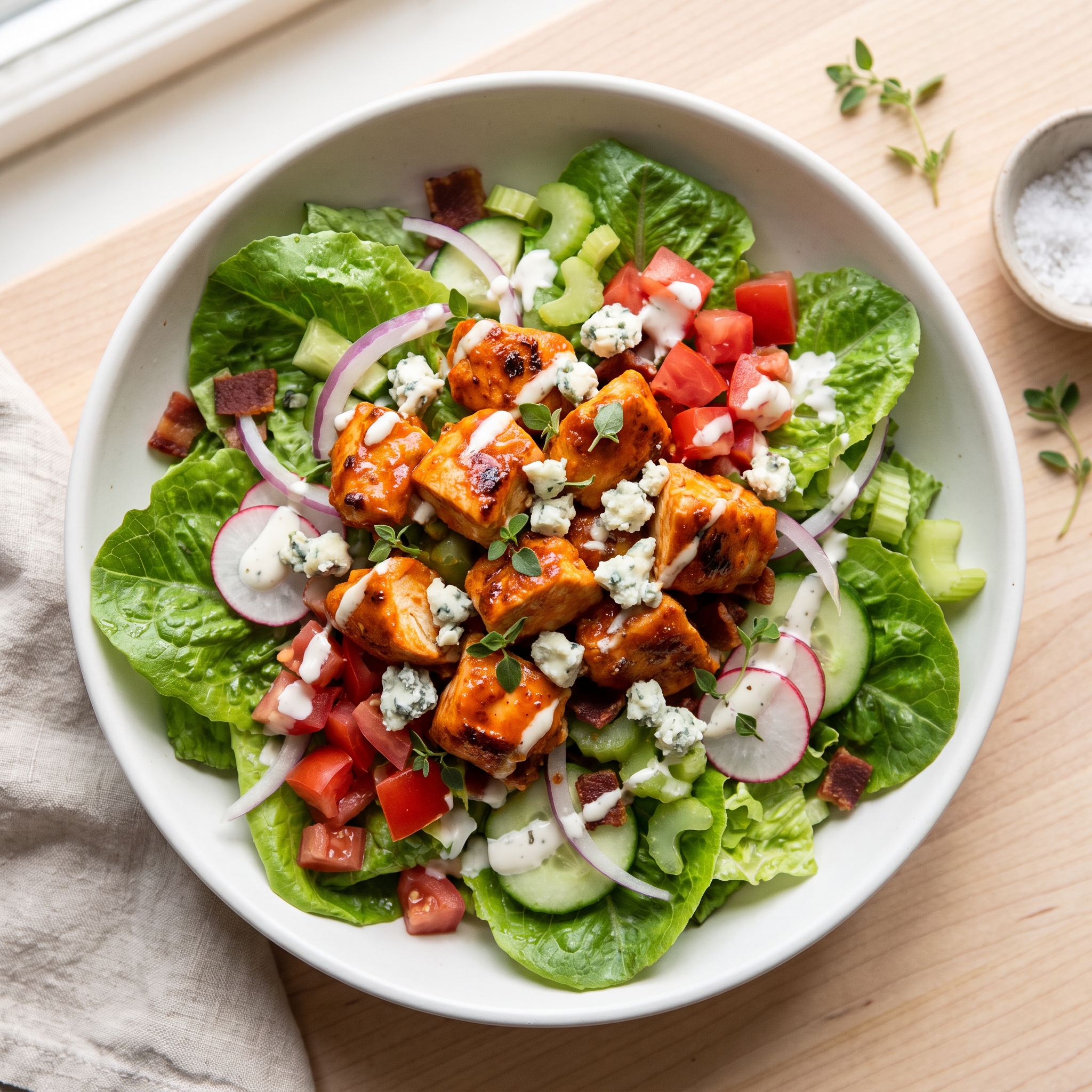 Buffalo Chicken Bacon Salad with Blue Cheese
