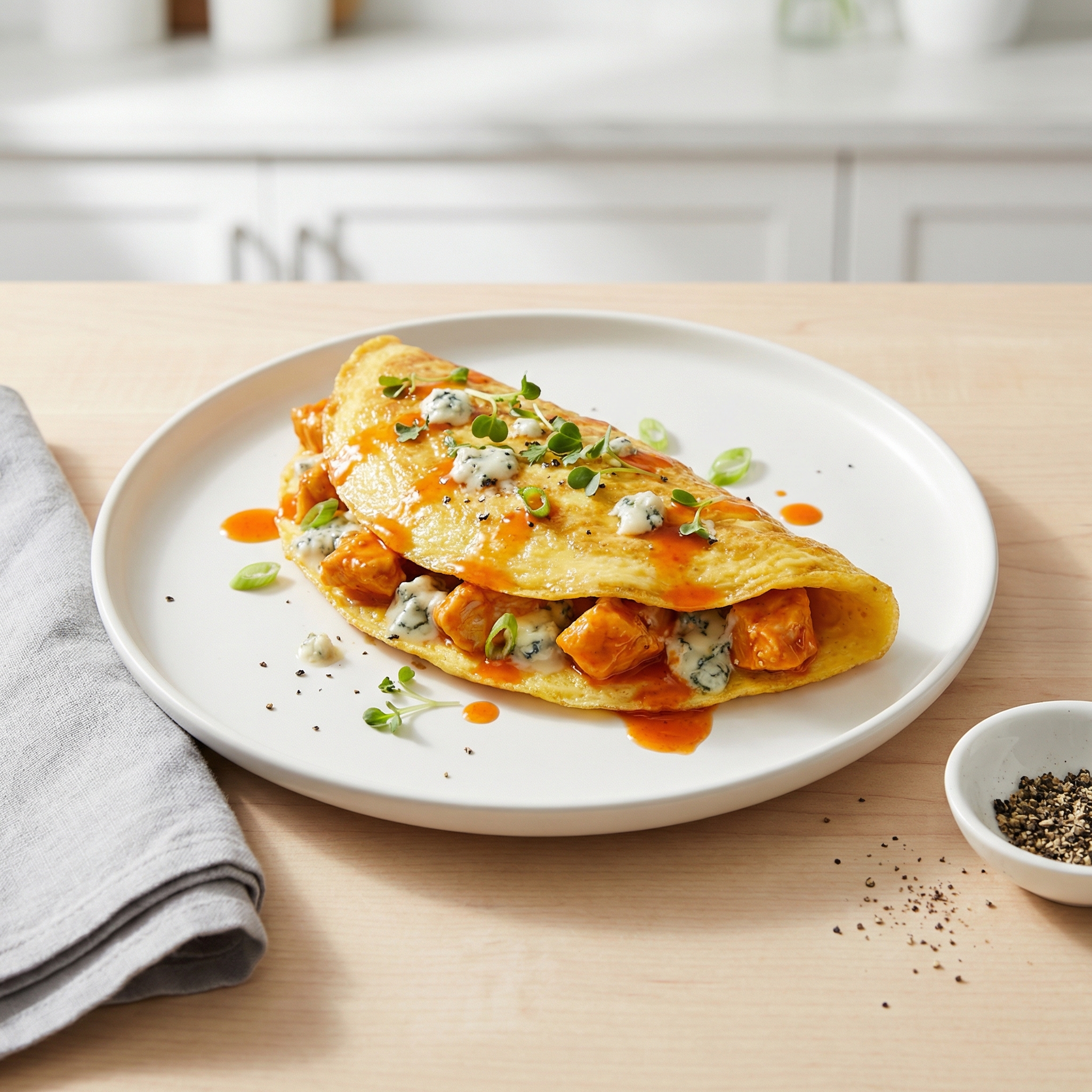 Blue Cheese and Buffalo Wing Omelet