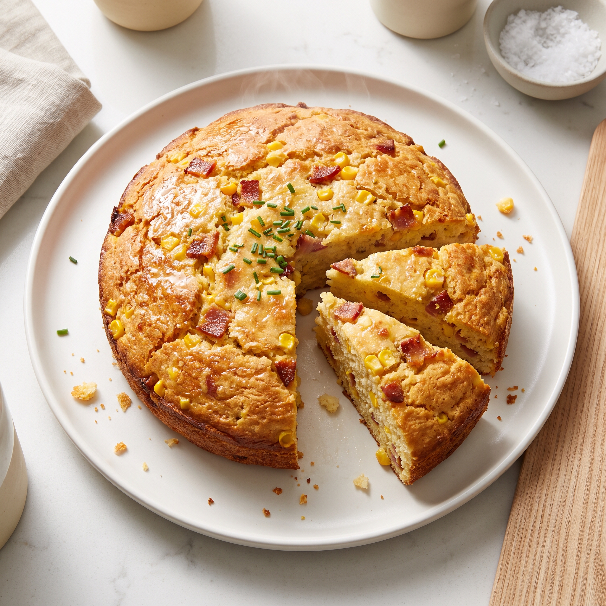 Buttermilk Cornbread studded with Bacon and Sweet Corn