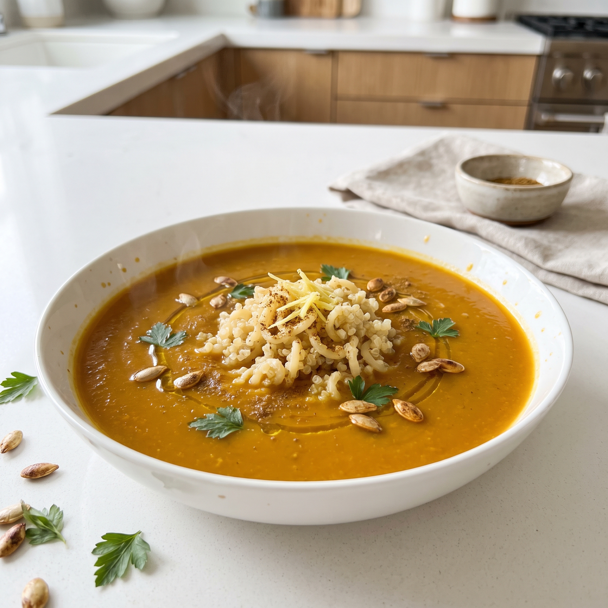 Butternut Squash–Ginger Soup with Quinoa