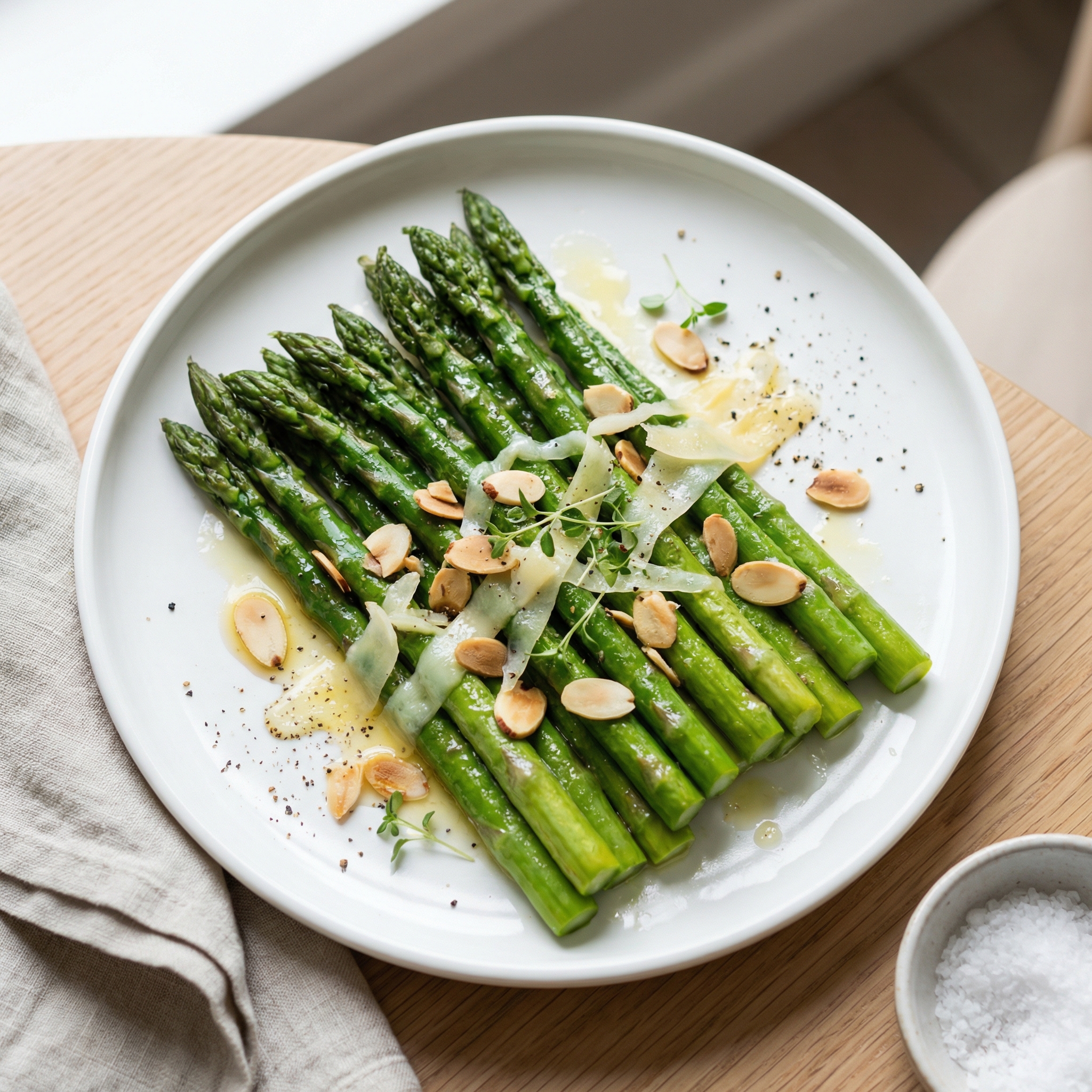 Asparagus with Sliced Almonds and Parmesan Cheese