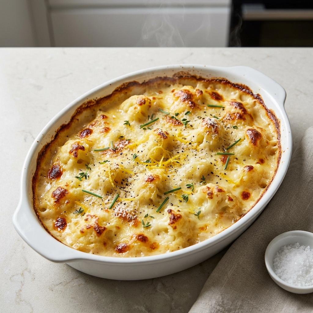 Cacio e Pepe Cauliflower Gratin