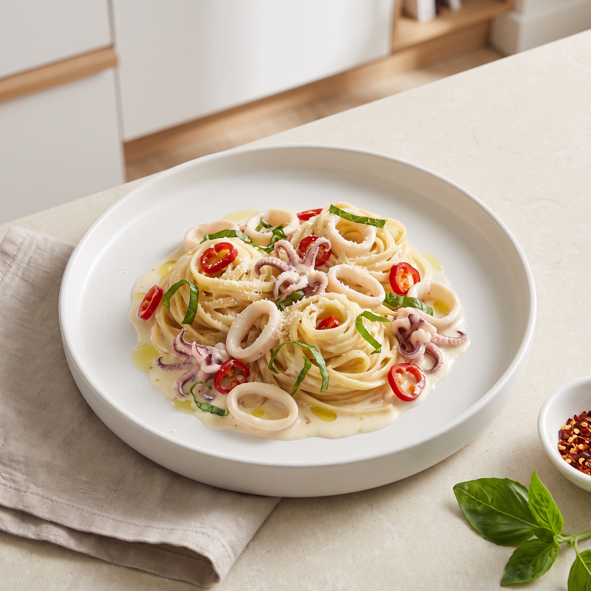 Calamari in a Creamy White Wine Sauce