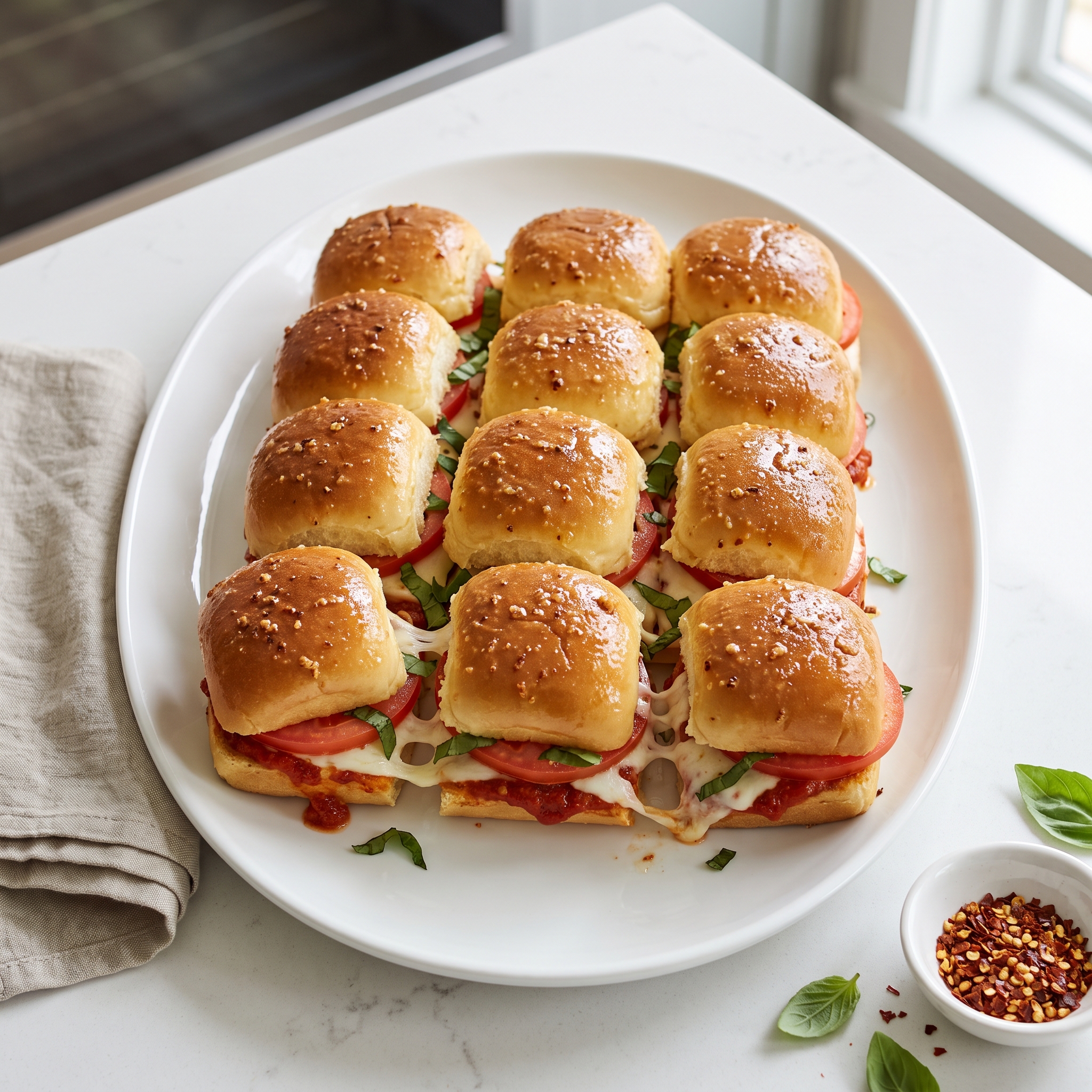 Caprese-Style Veggie Sliders on Hawaiian Rolls