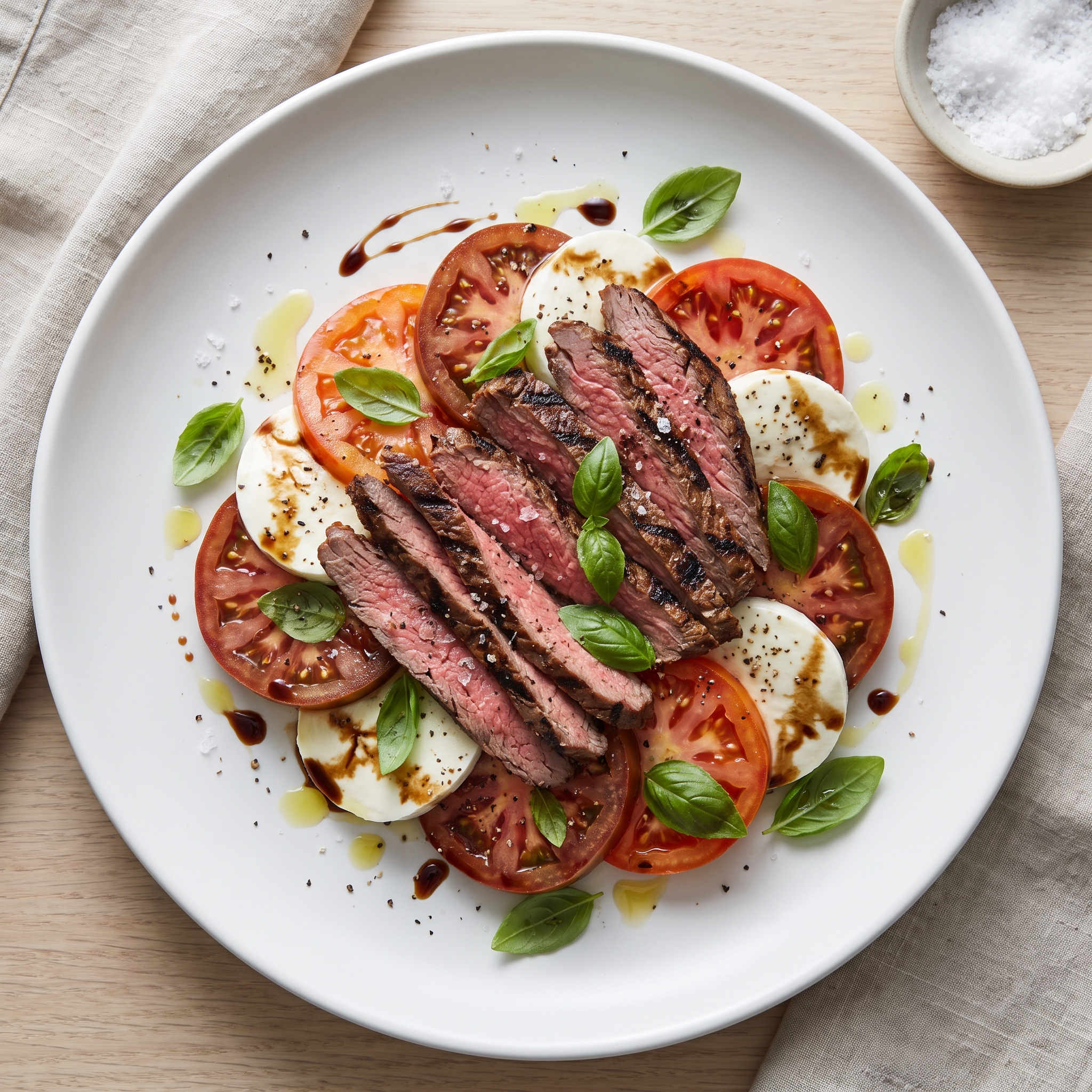 Caprese Salad with Grilled Flank Steak