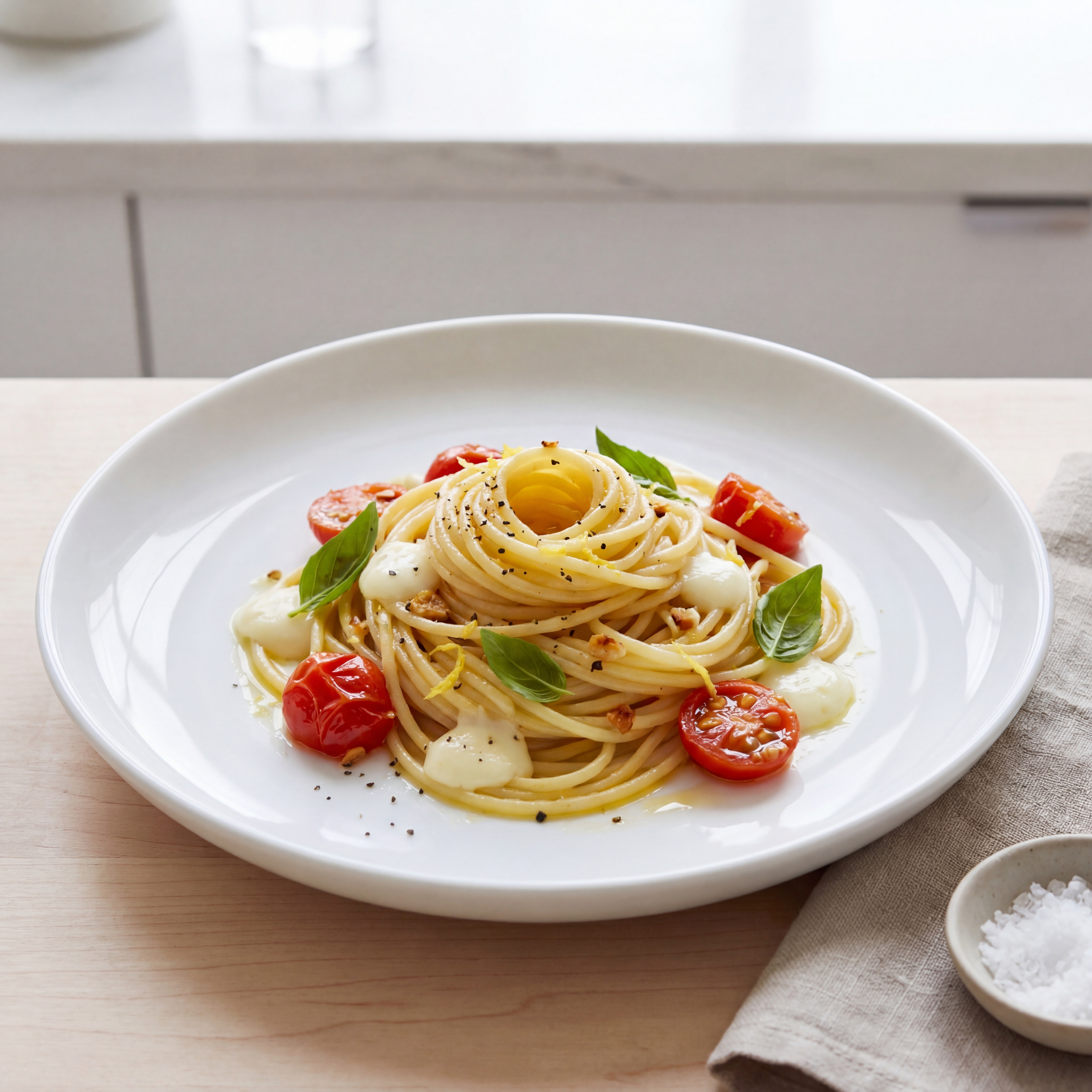 Caprese Pasta with Thai Basil