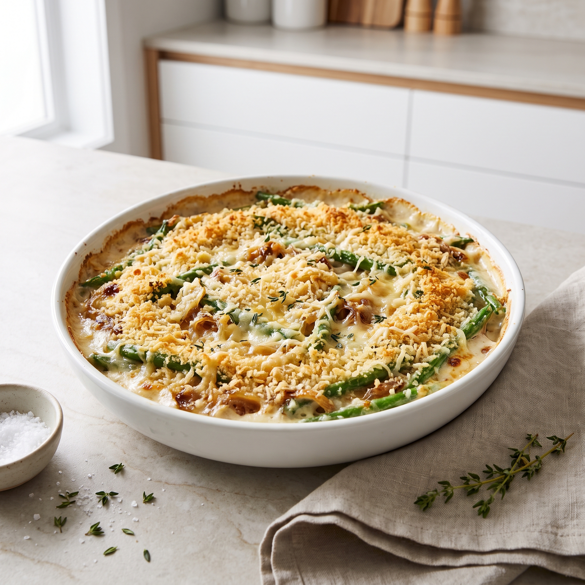 Caramelized Onion and Green Bean Gratin