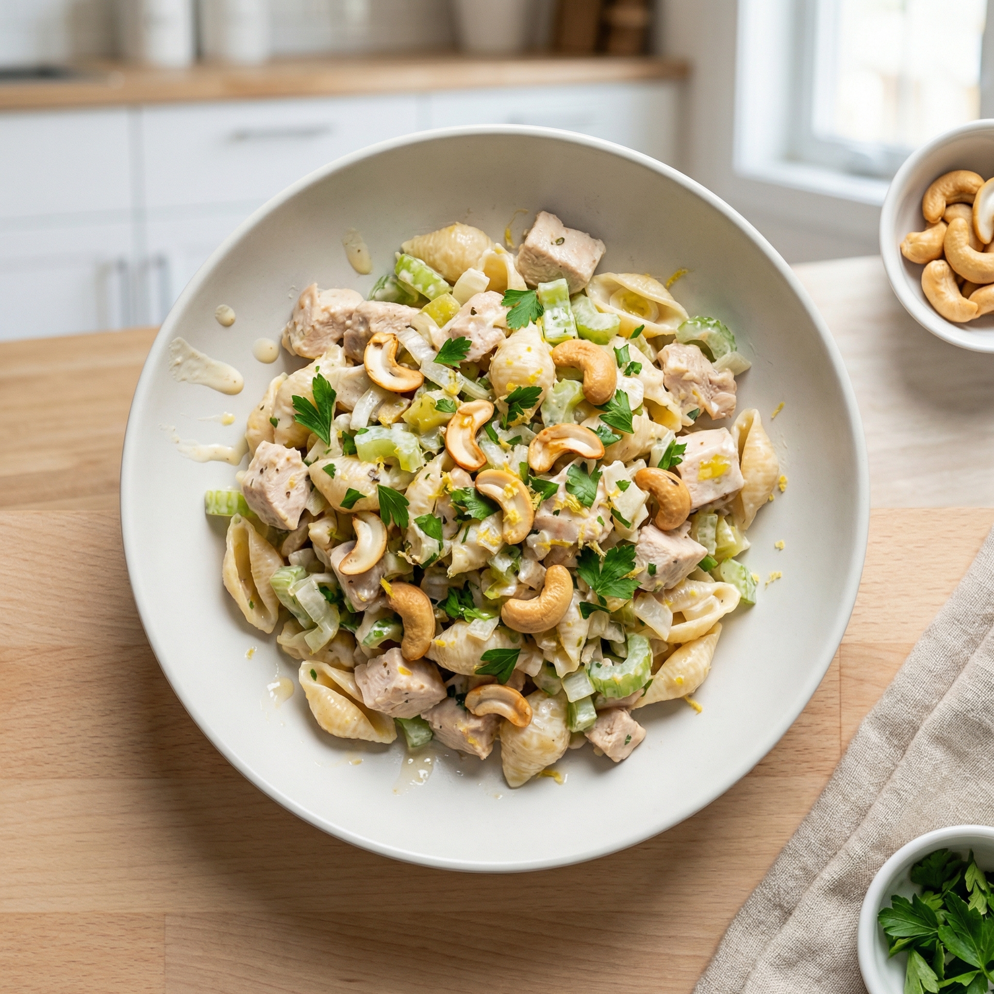 Creamy Chicken Cashew Pasta Salad