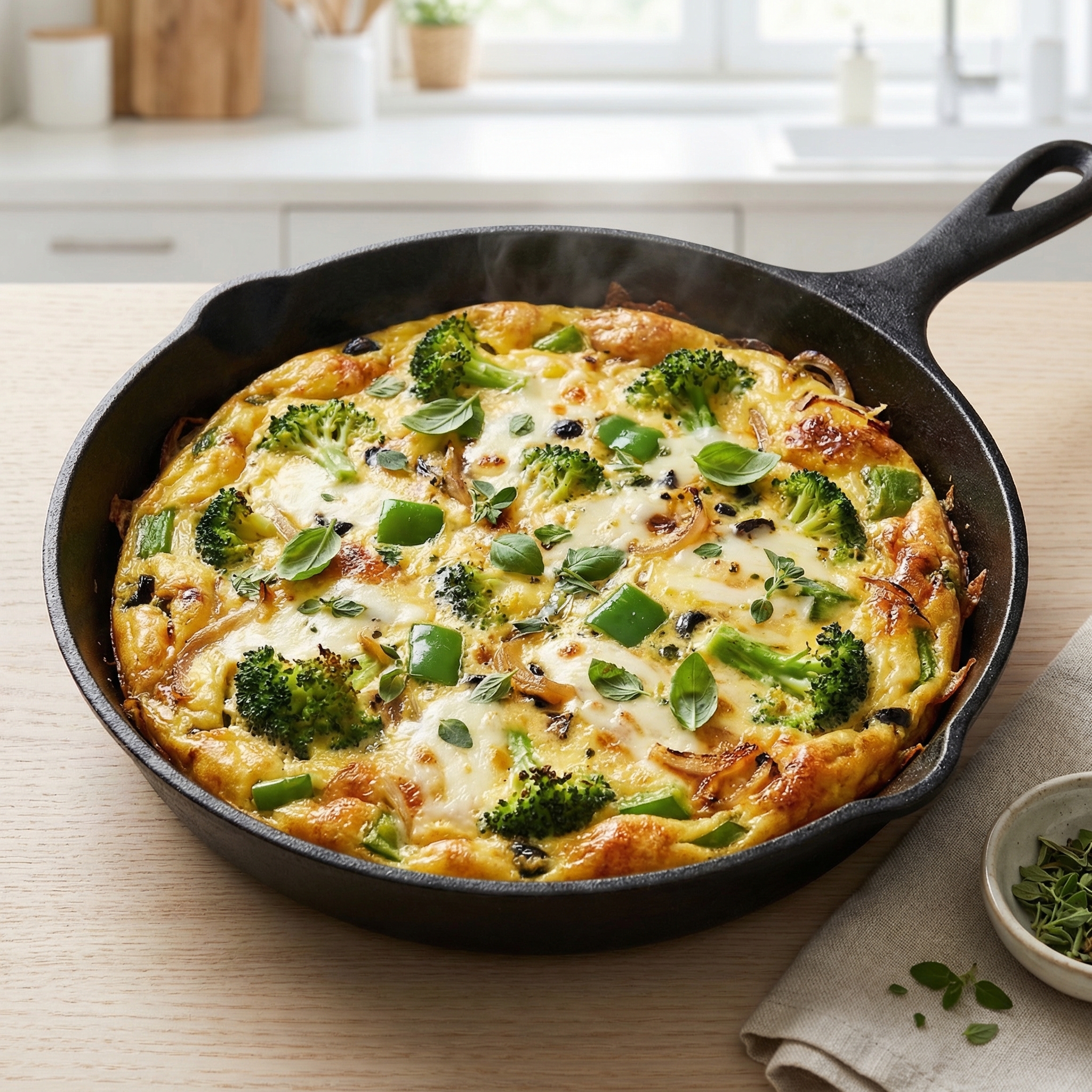 Skillet-Baked Veggie Frittata with Mozzarella