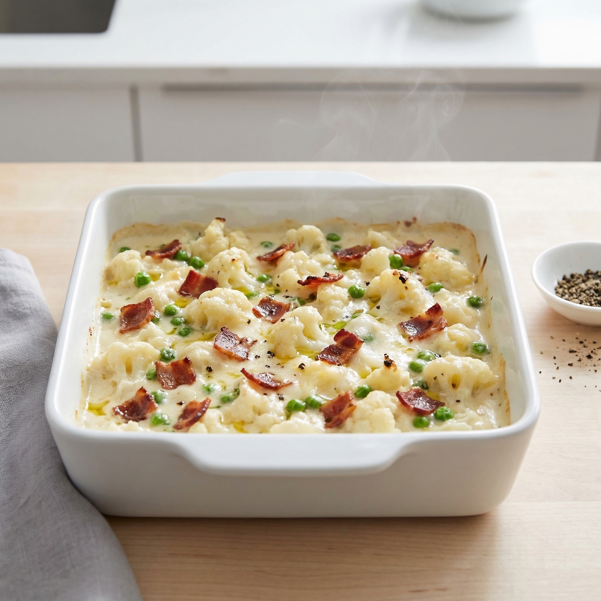 Cauliflower Alfredo Casserole with Four Ingredients
