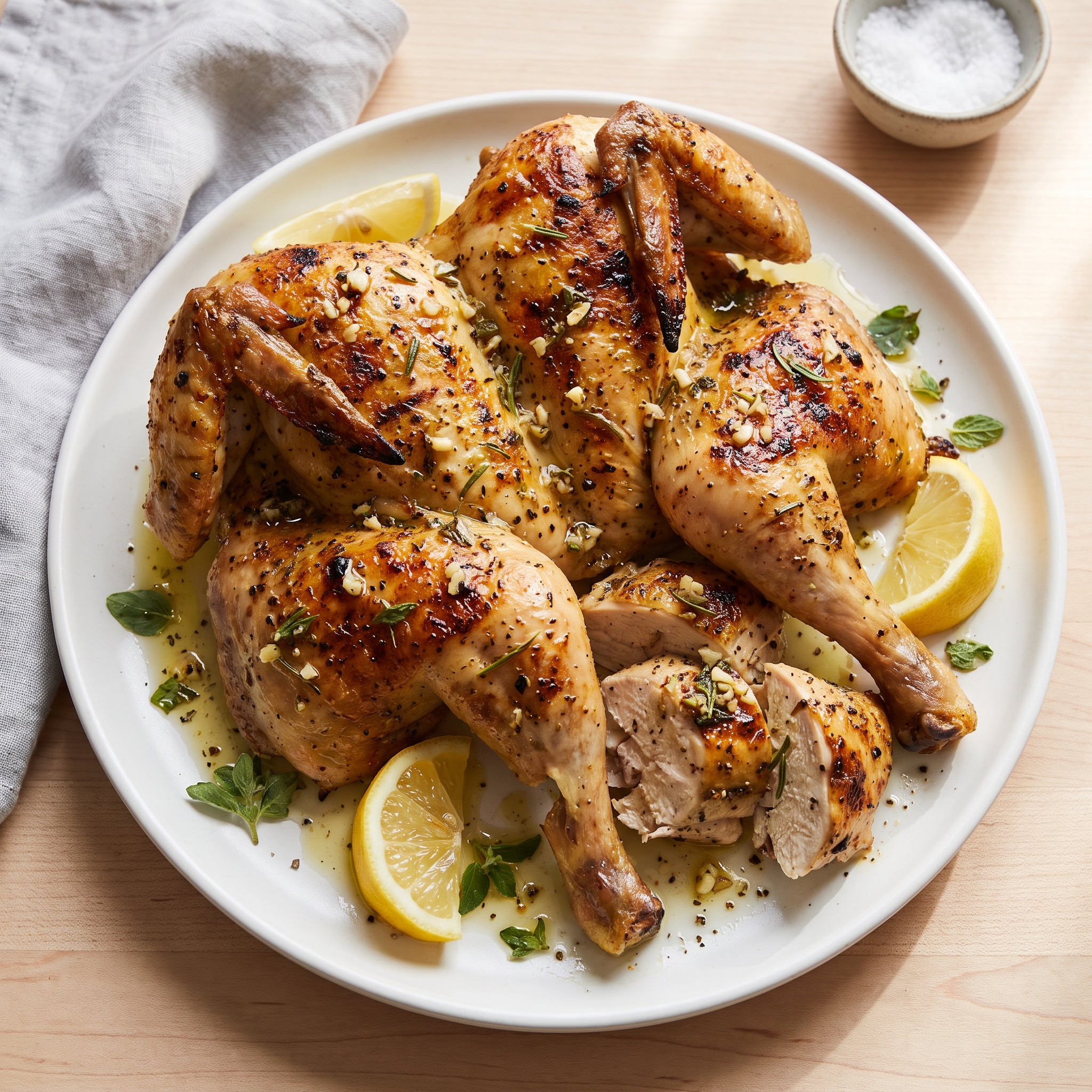 Char-Grilled Greek Spatchcock Chicken