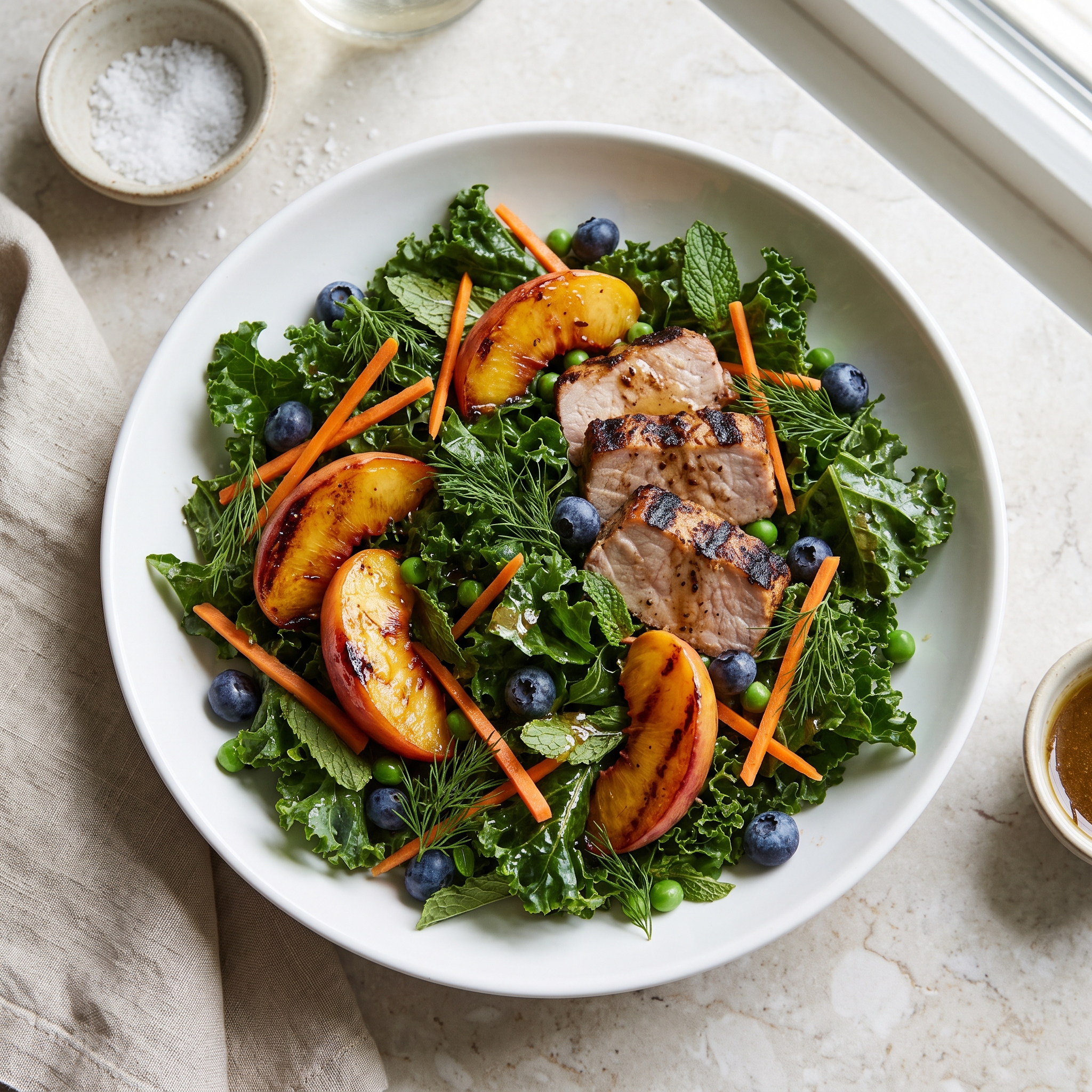 Char-Grilled Pork Tenderloin and Peach Salad
