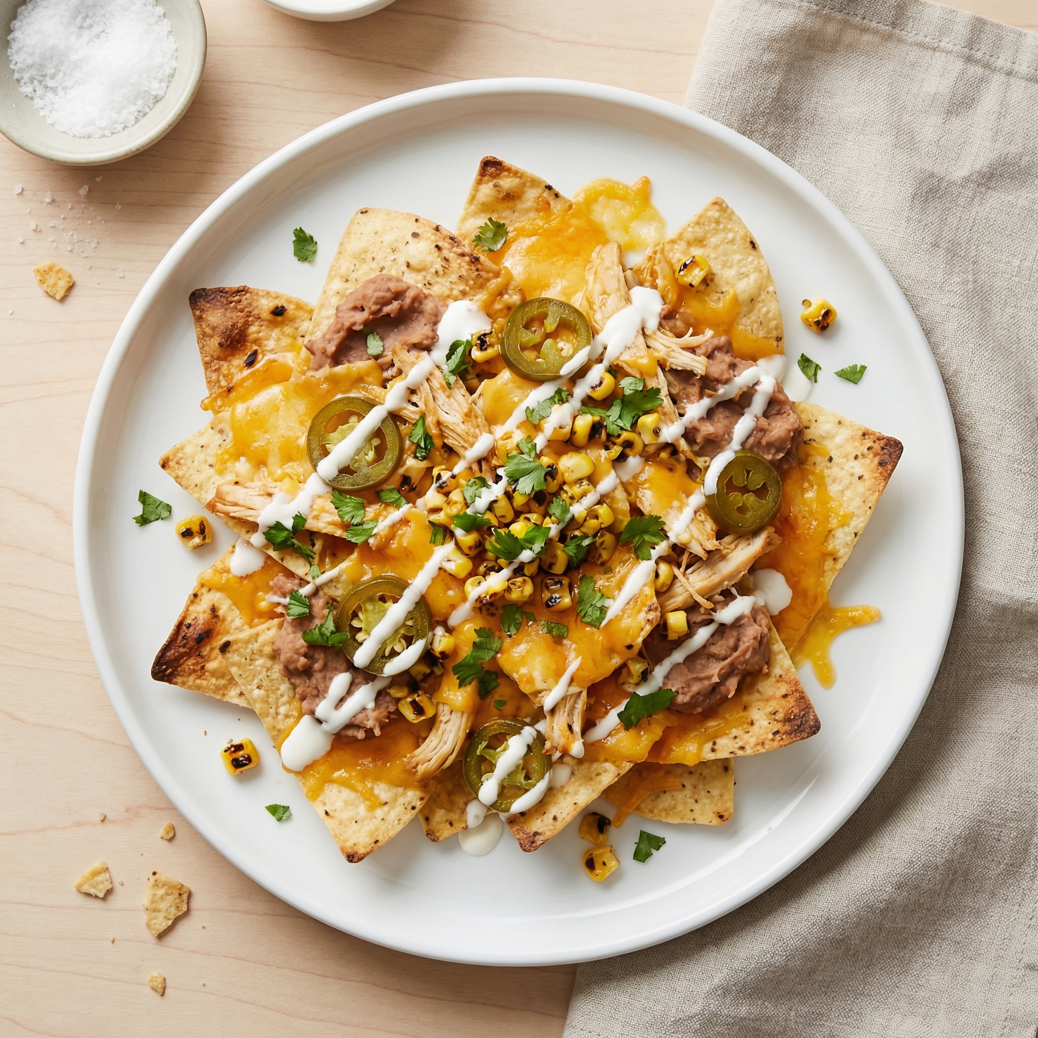 Chicken Nachos with Refried Beans