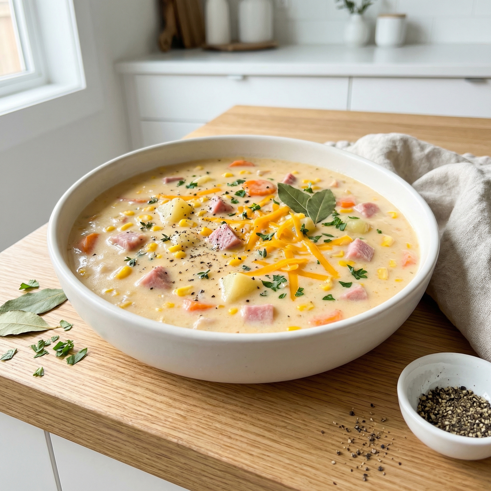 Cheesy Ham and Corn Chowder