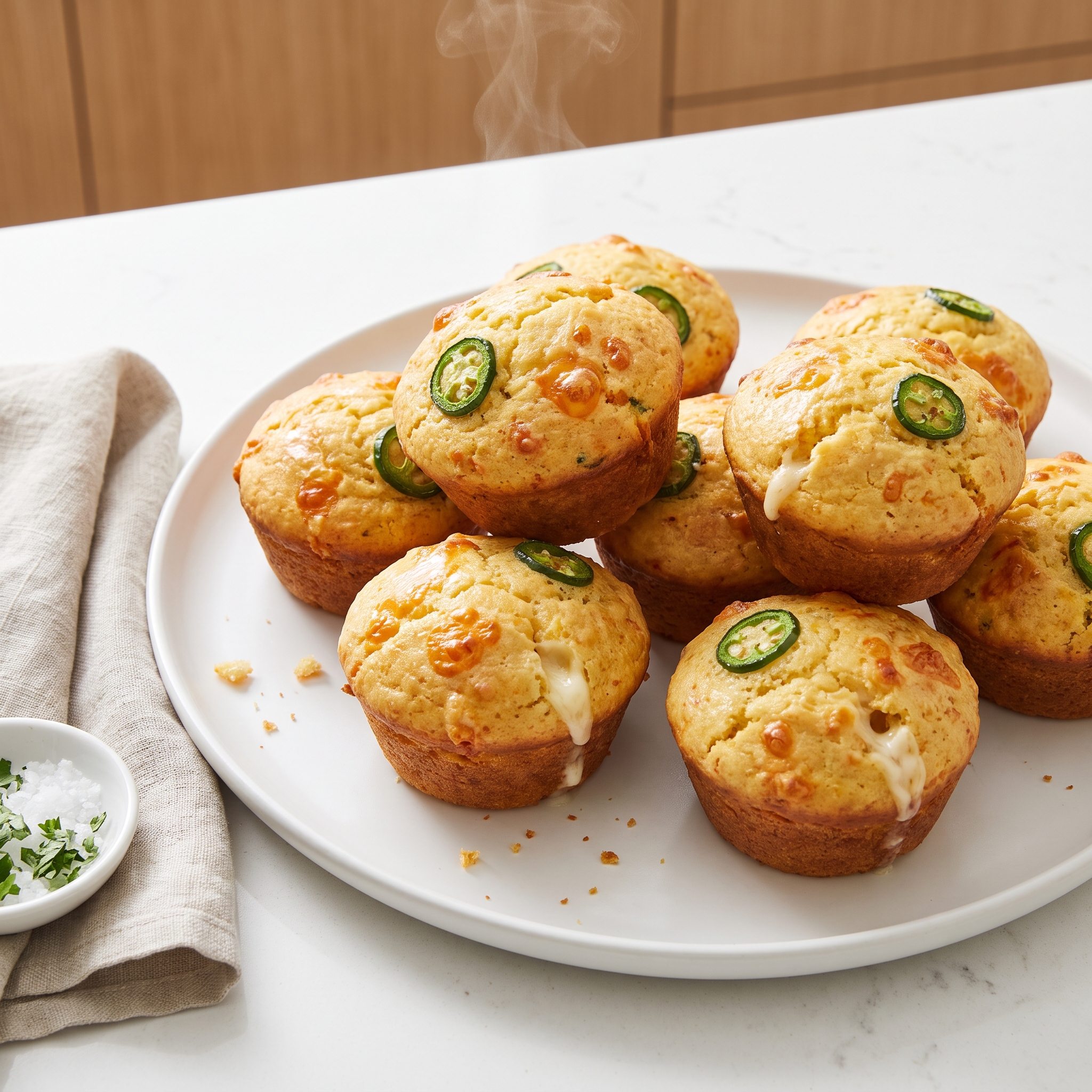 Cheddar Jalapeño Cornbread Muffins with Melty Centers