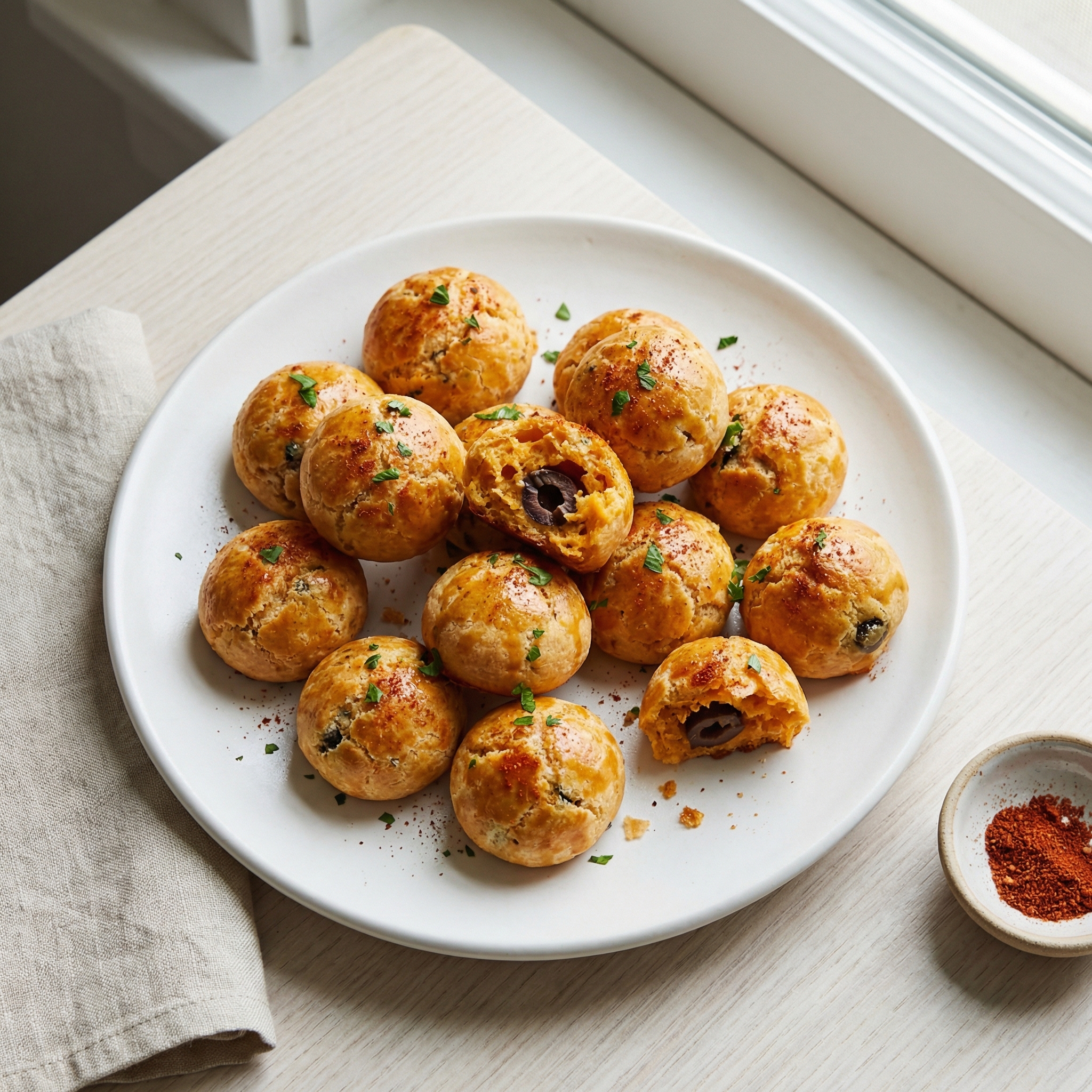 Cheddar-Wrapped Olive Bites