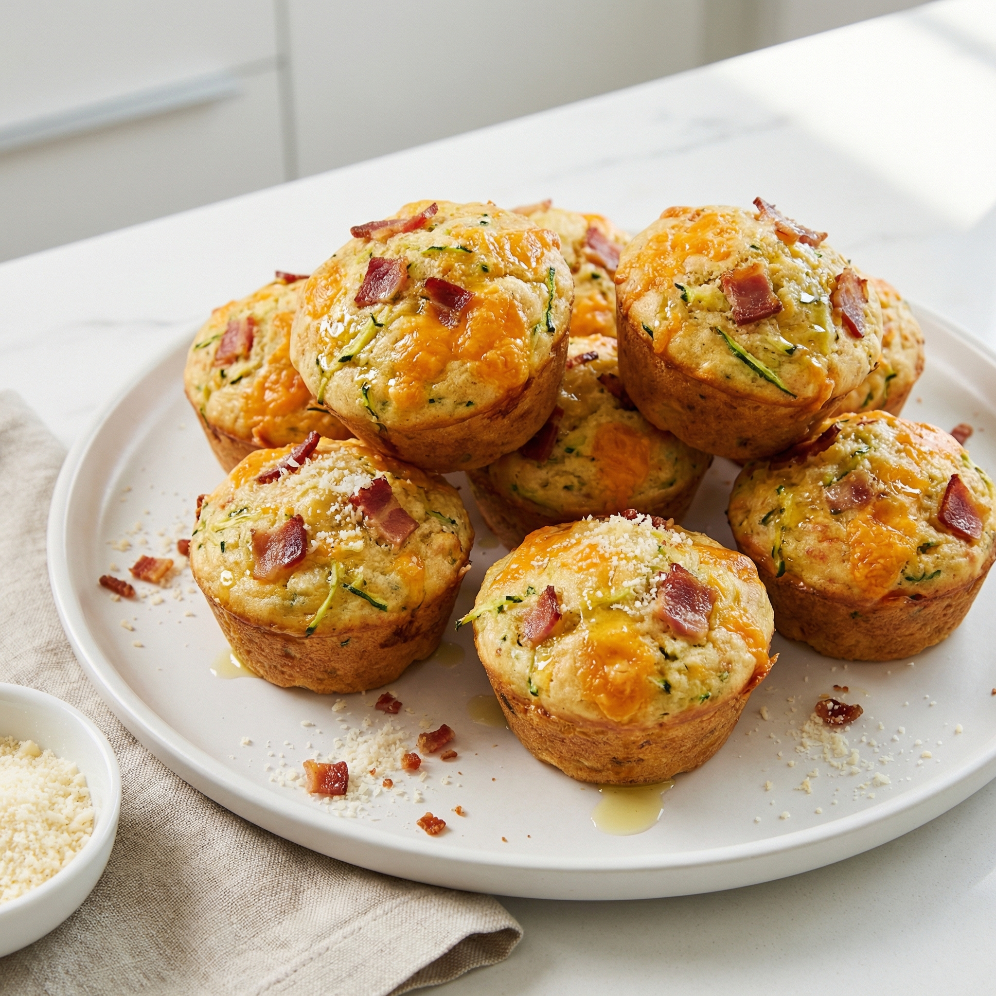 Cheddar Zucchini Bacon Muffins