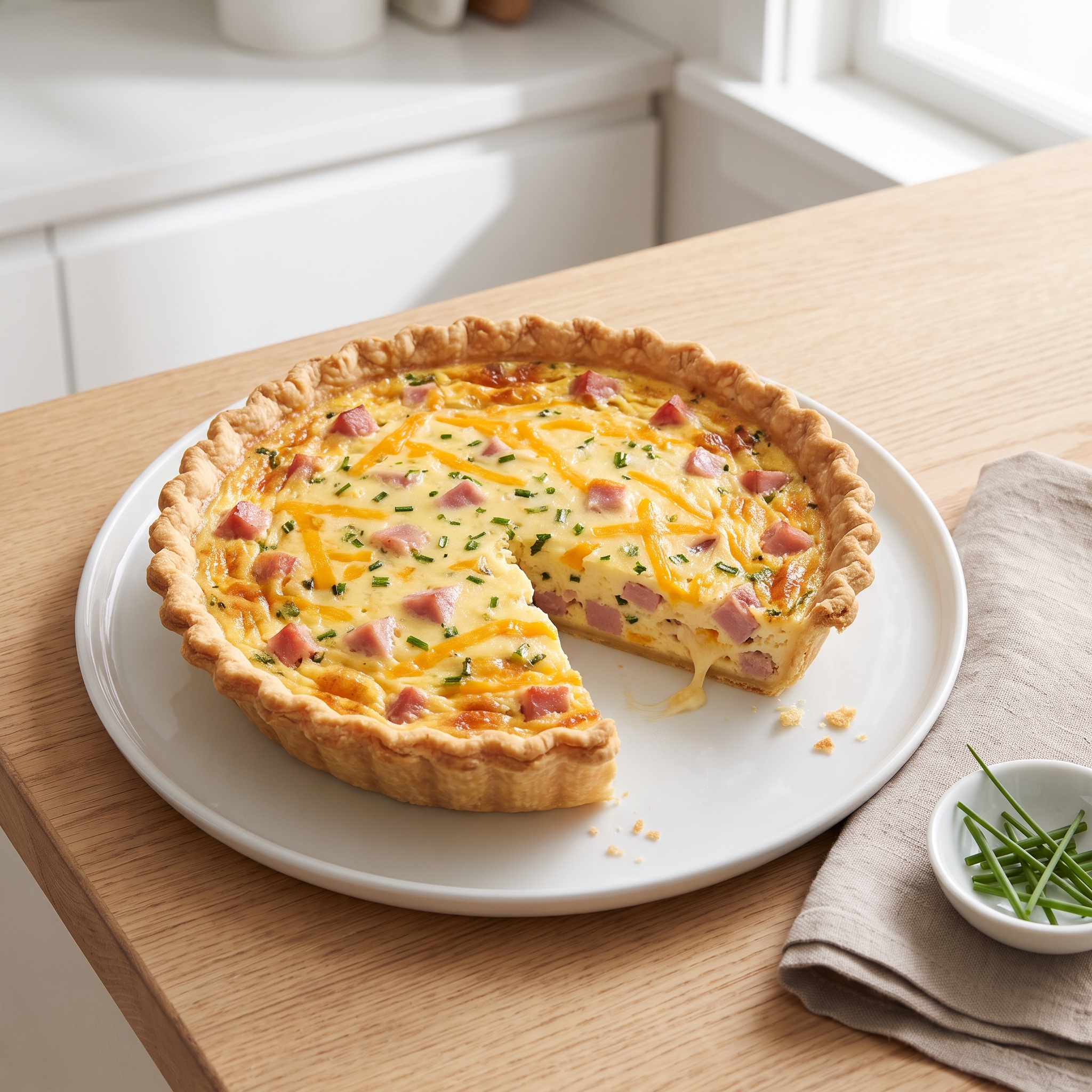 Cheddar and Ham Quiche