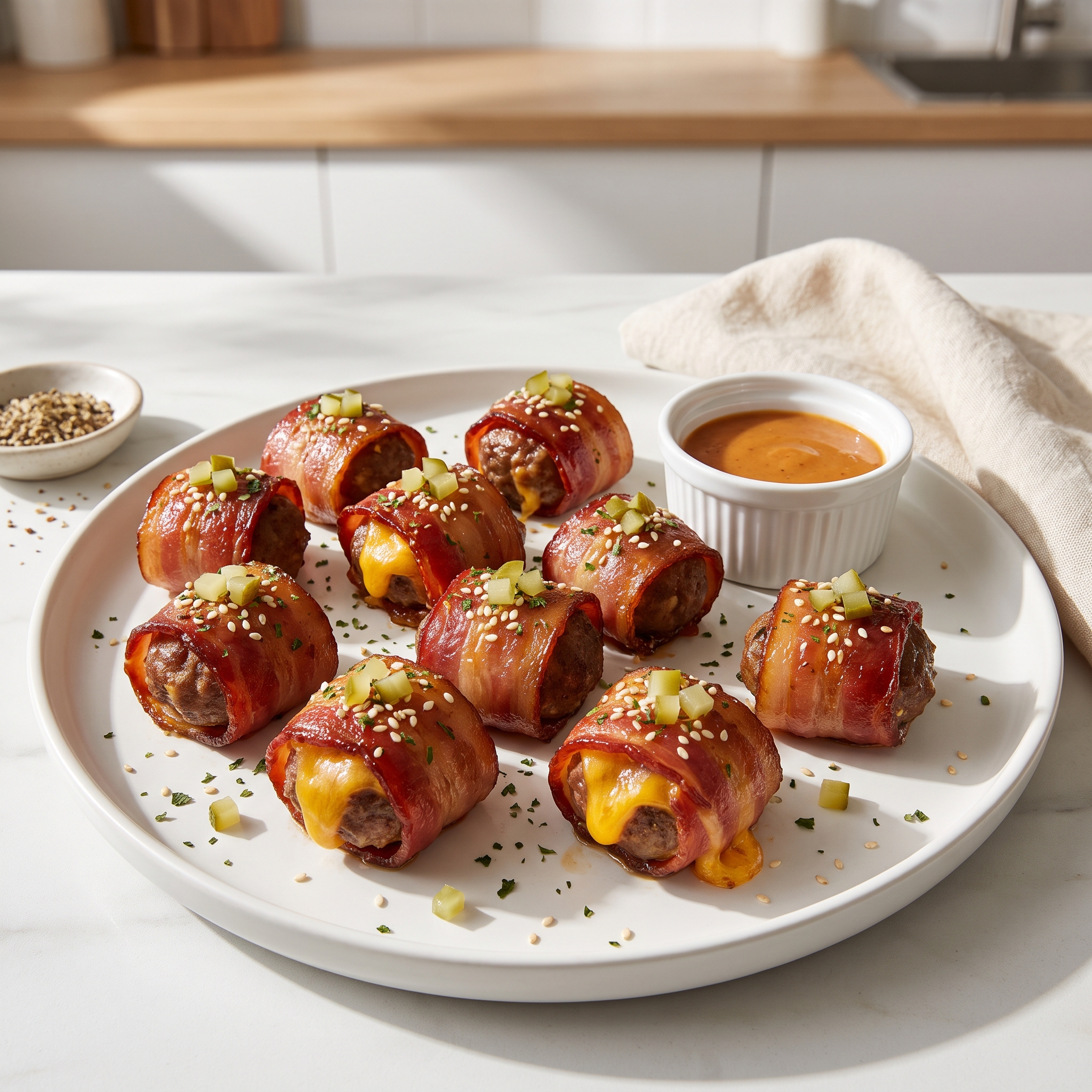 Cheeseburger Bites Wrapped in Bacon