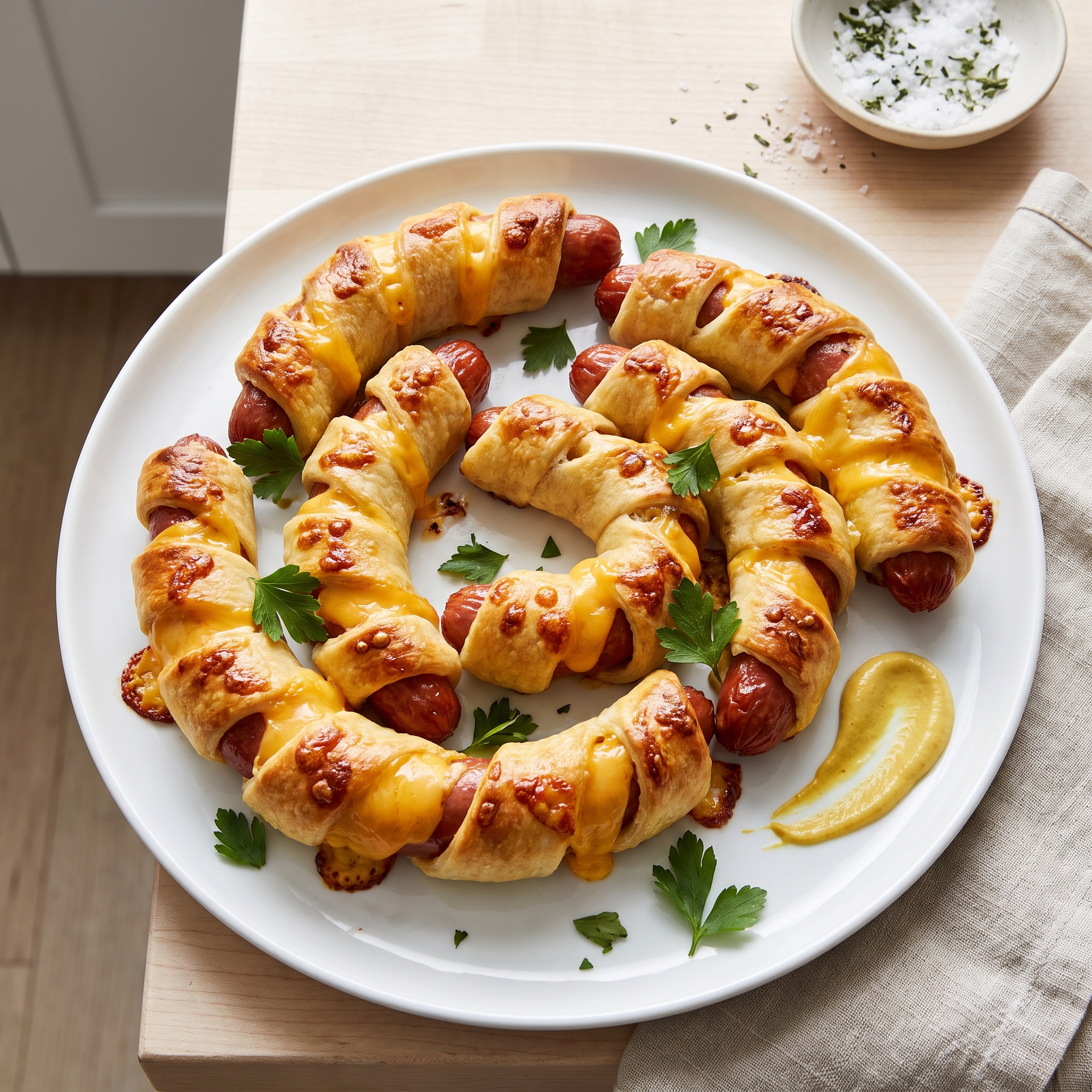Cheesy Baked Wiener Wraps