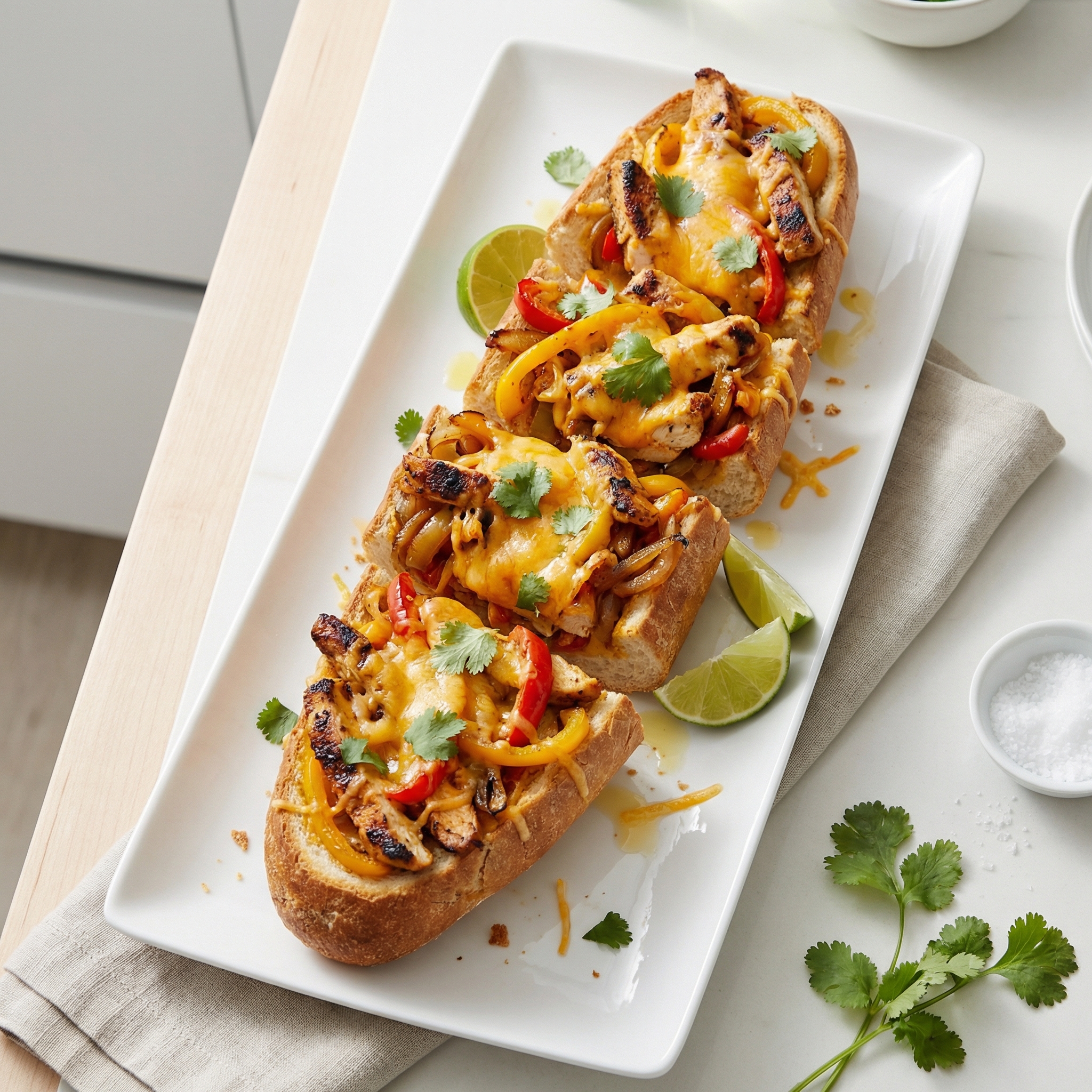 Cheesy Chicken Fajita Sandwich Melts