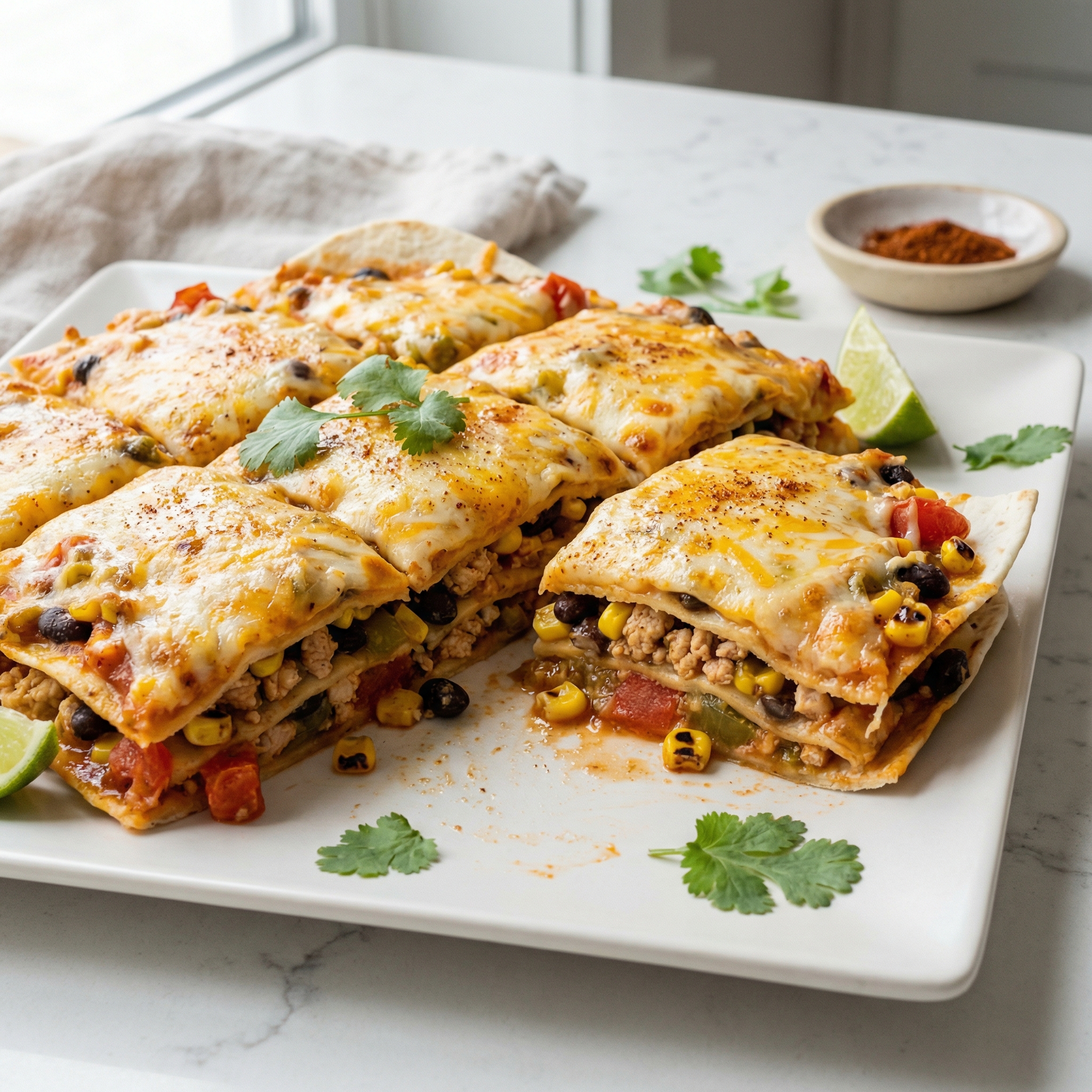 Layered Chicken Taco Bake Casserole