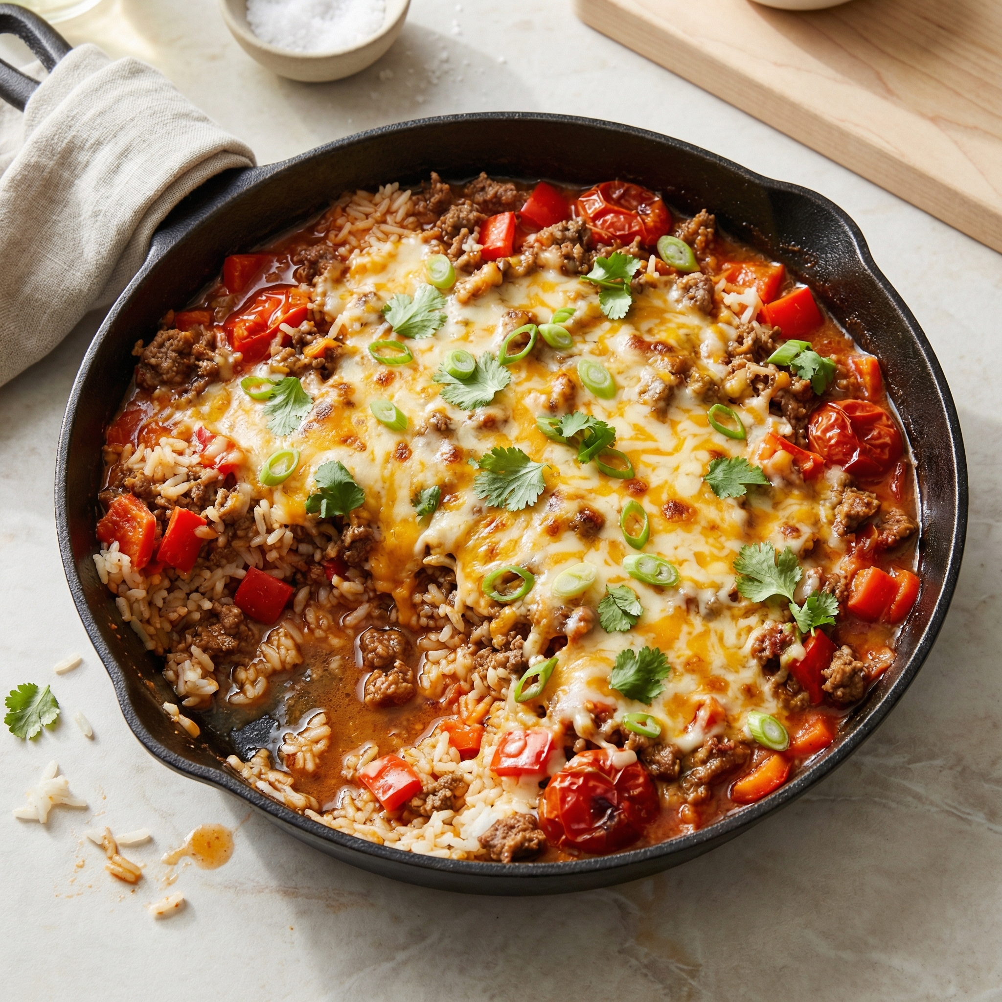 One-Pan Beef and Rice Skillet